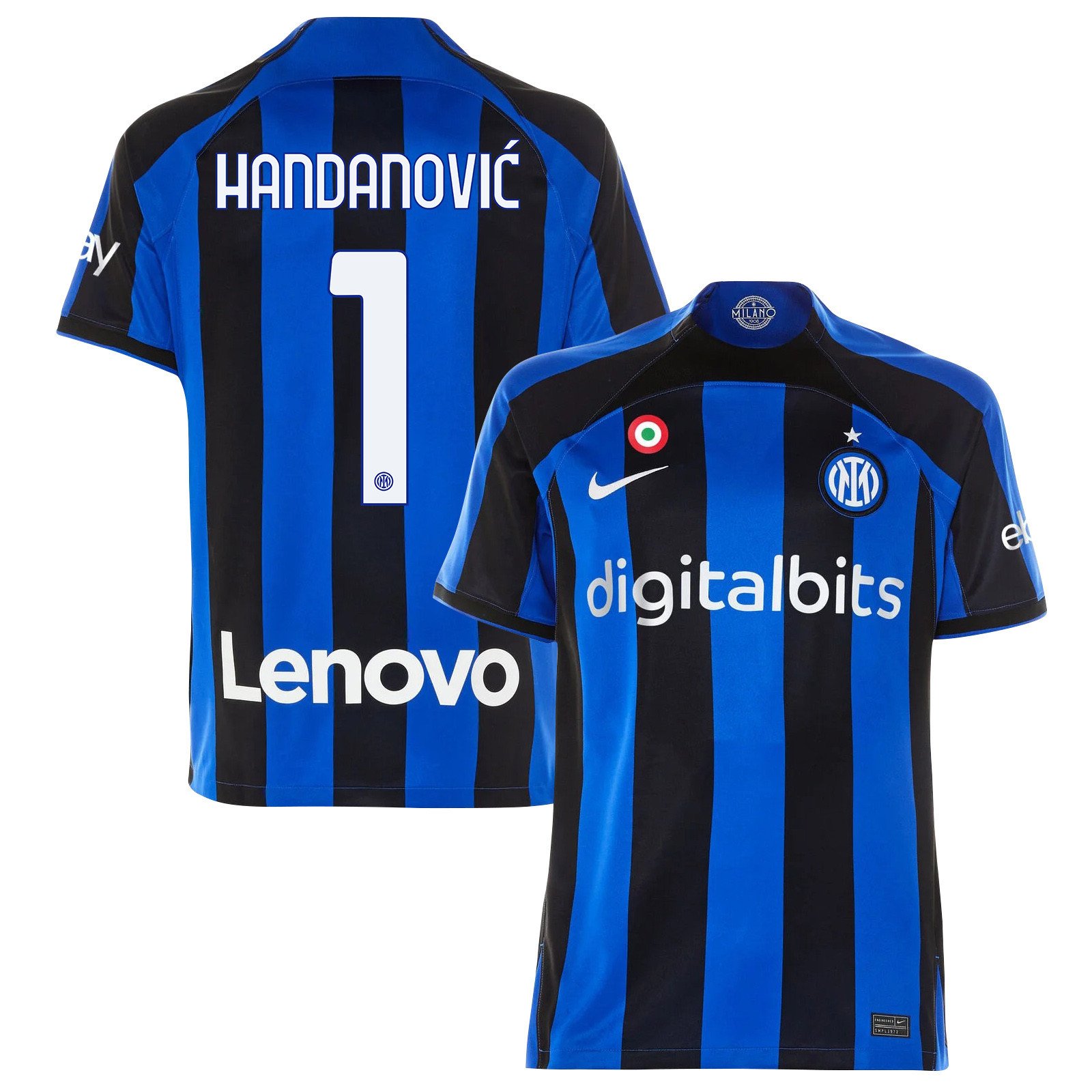 Samir Handanovi? 1 Inter Milan 2022/23 Home Men Jersey – Black/Blue Stripes