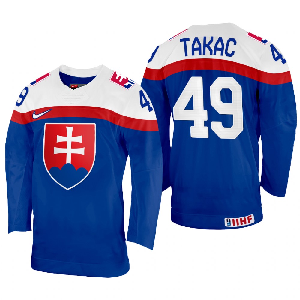 Samuel Takac Slovakia Blue Away Jersey 2022 IIHF World Championship