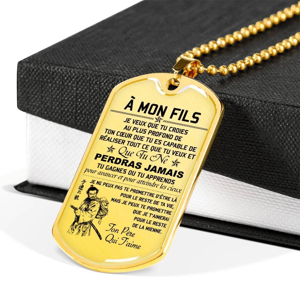Samurai – Dad To Son – Never Lose – French – Military Ball Chain