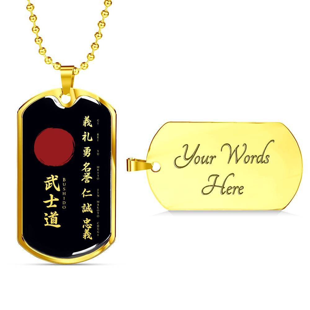 Samurai – The Seven Virtures Of Bushido – Black – Military Ball Chain
