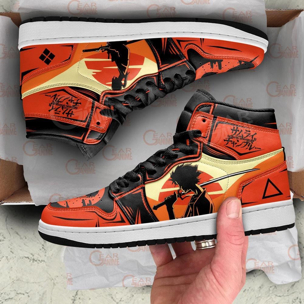Samurai Champloo JD1s Sneakers Mugen and Jin Anime Shoes, Air Jordan Hightop