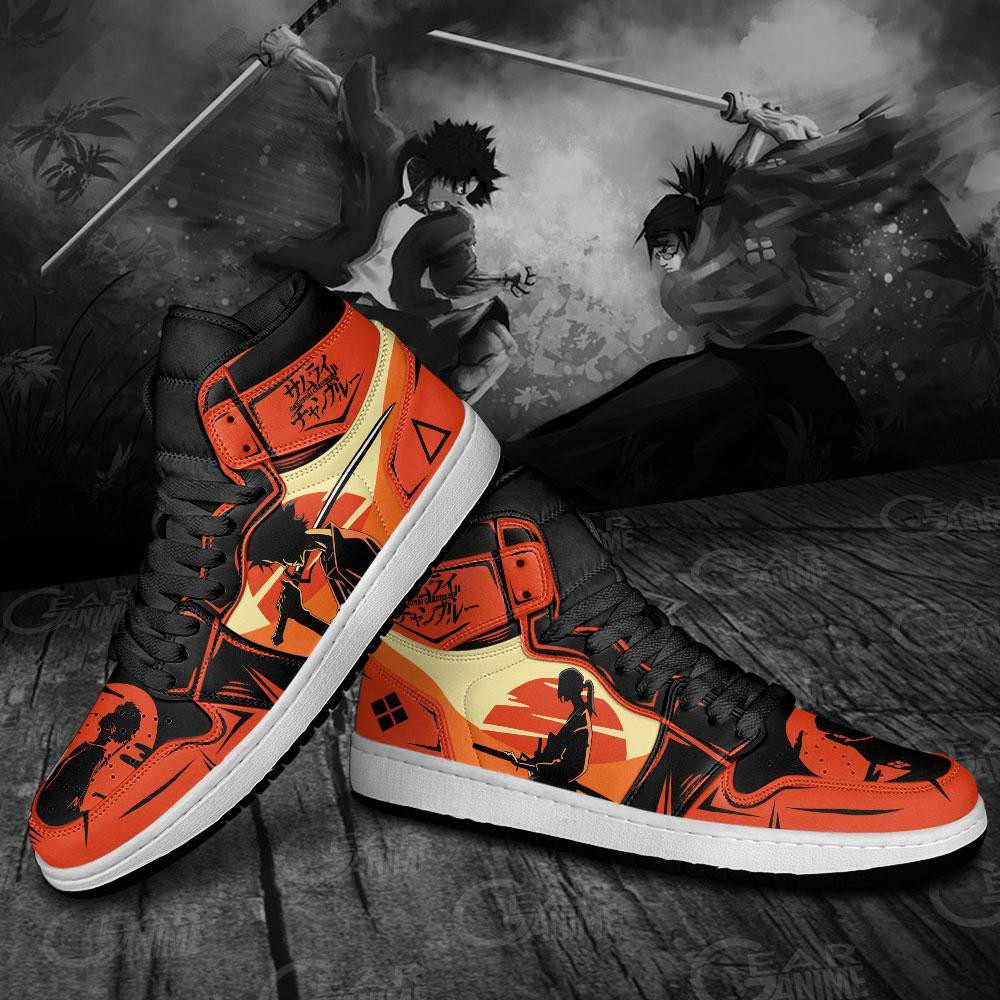 Samurai Champloo JD1s Sneakers Mugen and Jin Anime Shoes, Air Jordan Hightop
