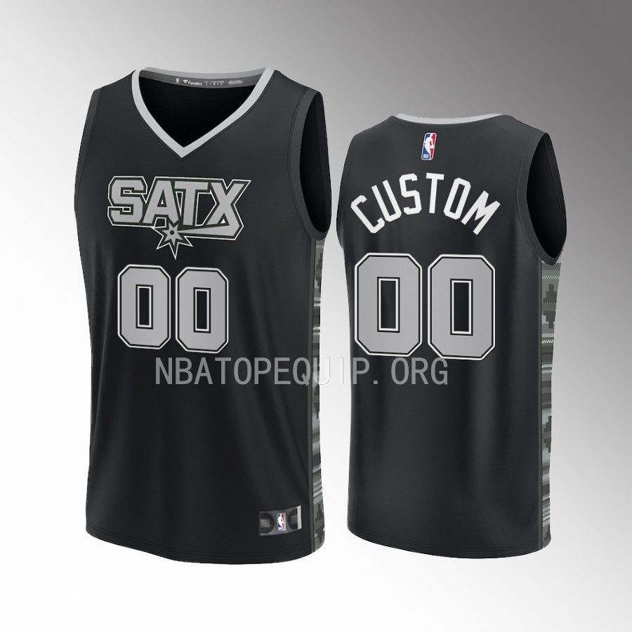 San Antonio Spurs #00 custom Statement Edition Jersey 2022-23 Fast Break Black