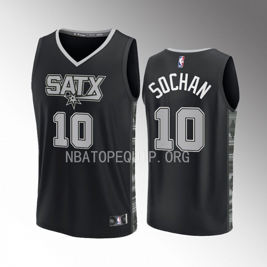 San Antonio Spurs #10 Jeremy Sochan Statement Edition Jersey 2022-23 Fast Break Black