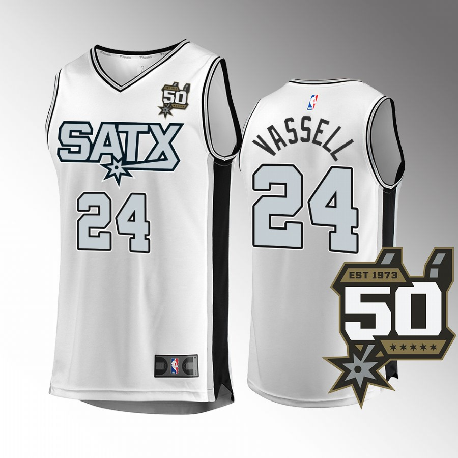 San Antonio Spurs 24 Devin Vassell Fast Break Men Stitched Jersey 2022-23 50th Anniversary White Association Edition