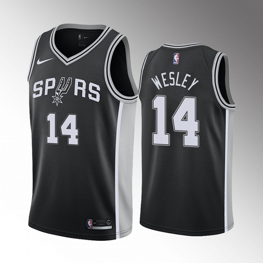 San Antonio Spurs Blake Wesley 2022 NBA Draft #14 Black Jersey Icon Edition Notre Dame