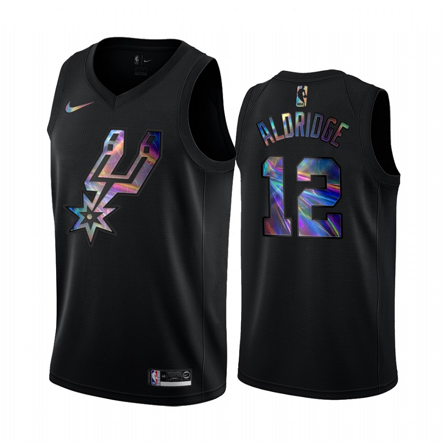 San Antonio Spurs LaMarcus Aldridge #12 Jersey Iridescent HWC Collection Black 2021 Limited