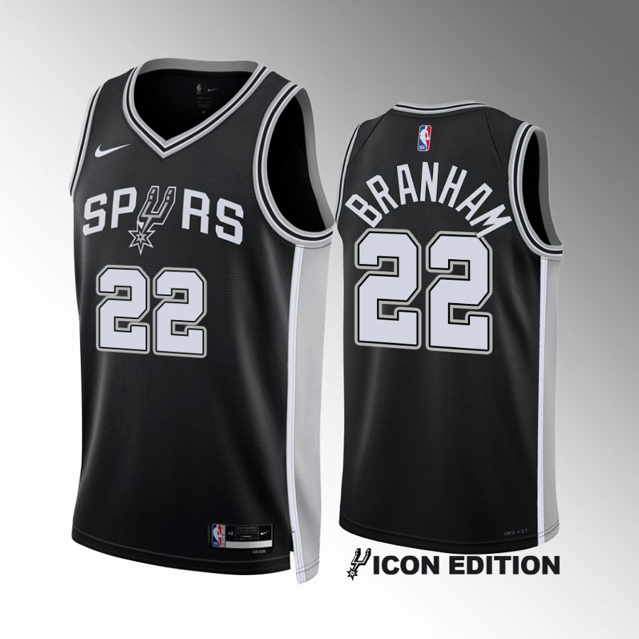 San Antonio Spurs Malaki Branham 2022-23 Icon Edition Black #22 Jersey Swingman