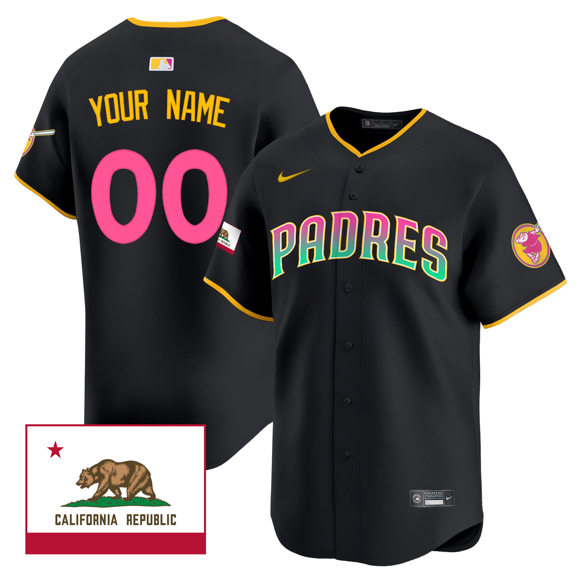 San Diego Padres 2024 San Diego City Style Vapor Premier Limited Custom V2 Black Jersey - All Stitched