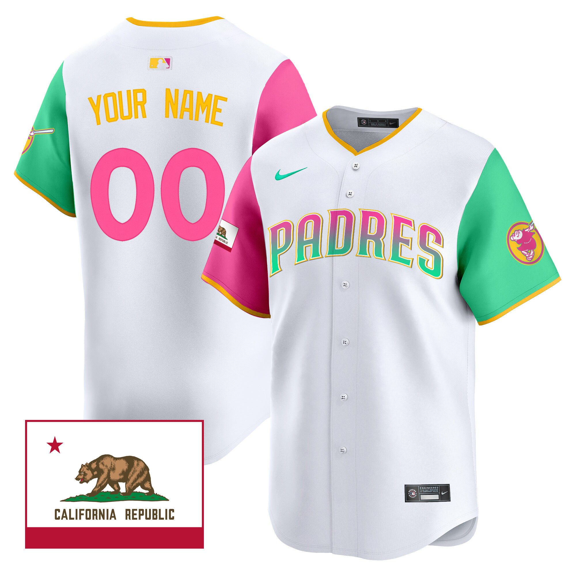 San Diego Padres 2024 San Diego City Style Vapor Premier Limited Custom V2 Color Sleeves Jersey - All Stitched