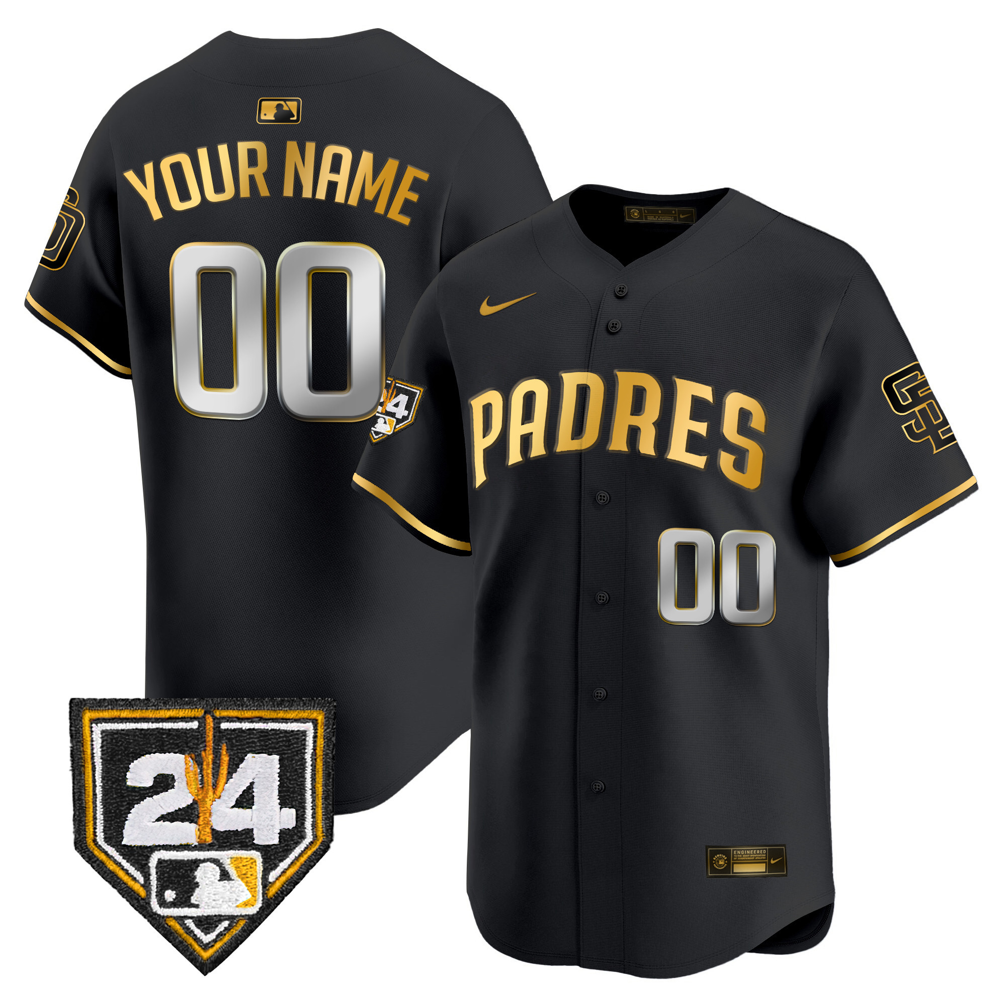 San Diego Padres 2024 Spring Training Patch Vapor Premier Limited Custom Black Gold Jersey - All Stitched