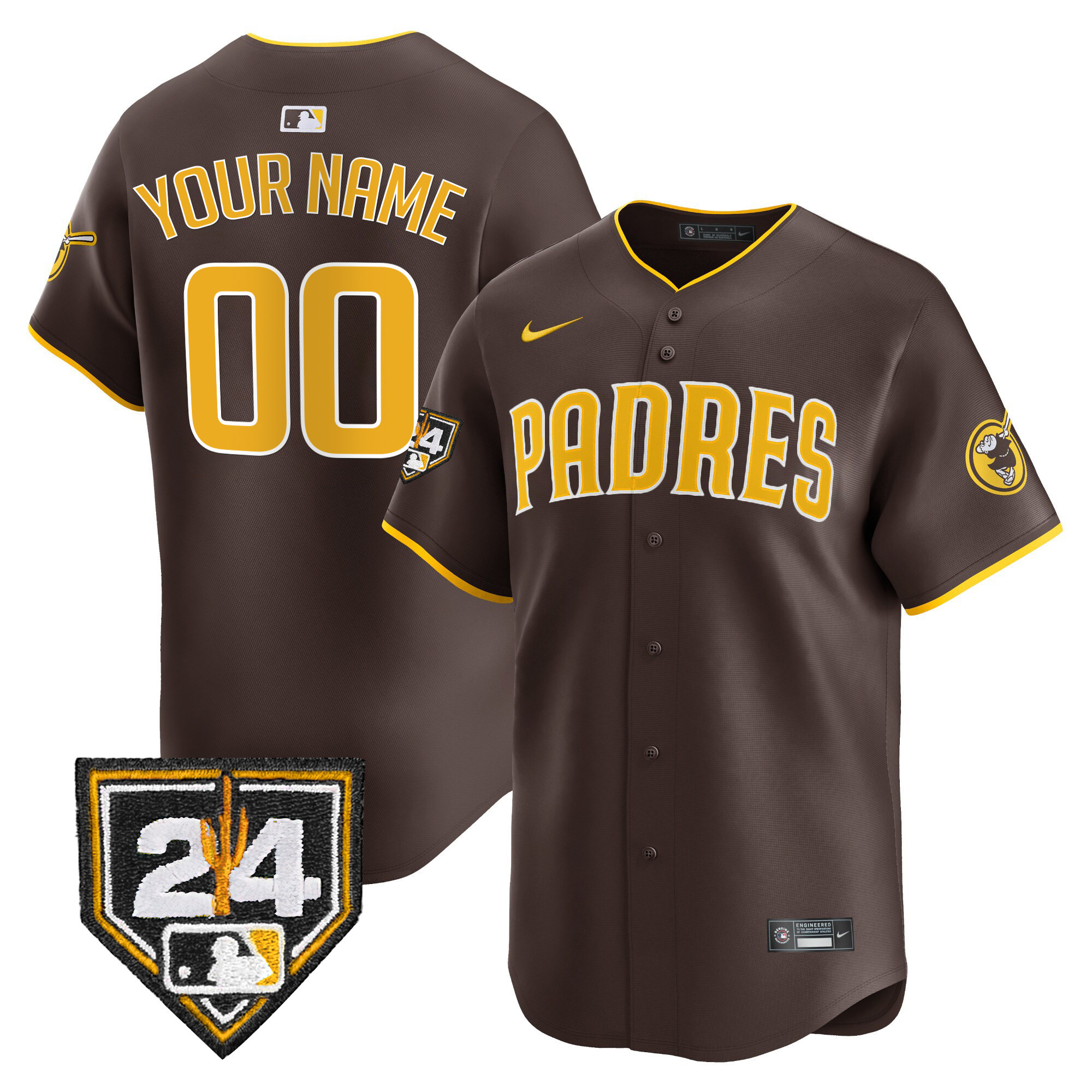 San Diego Padres 2024 Spring Training Patch Vapor Premier Limited Custom Brown Jersey - All Stitched