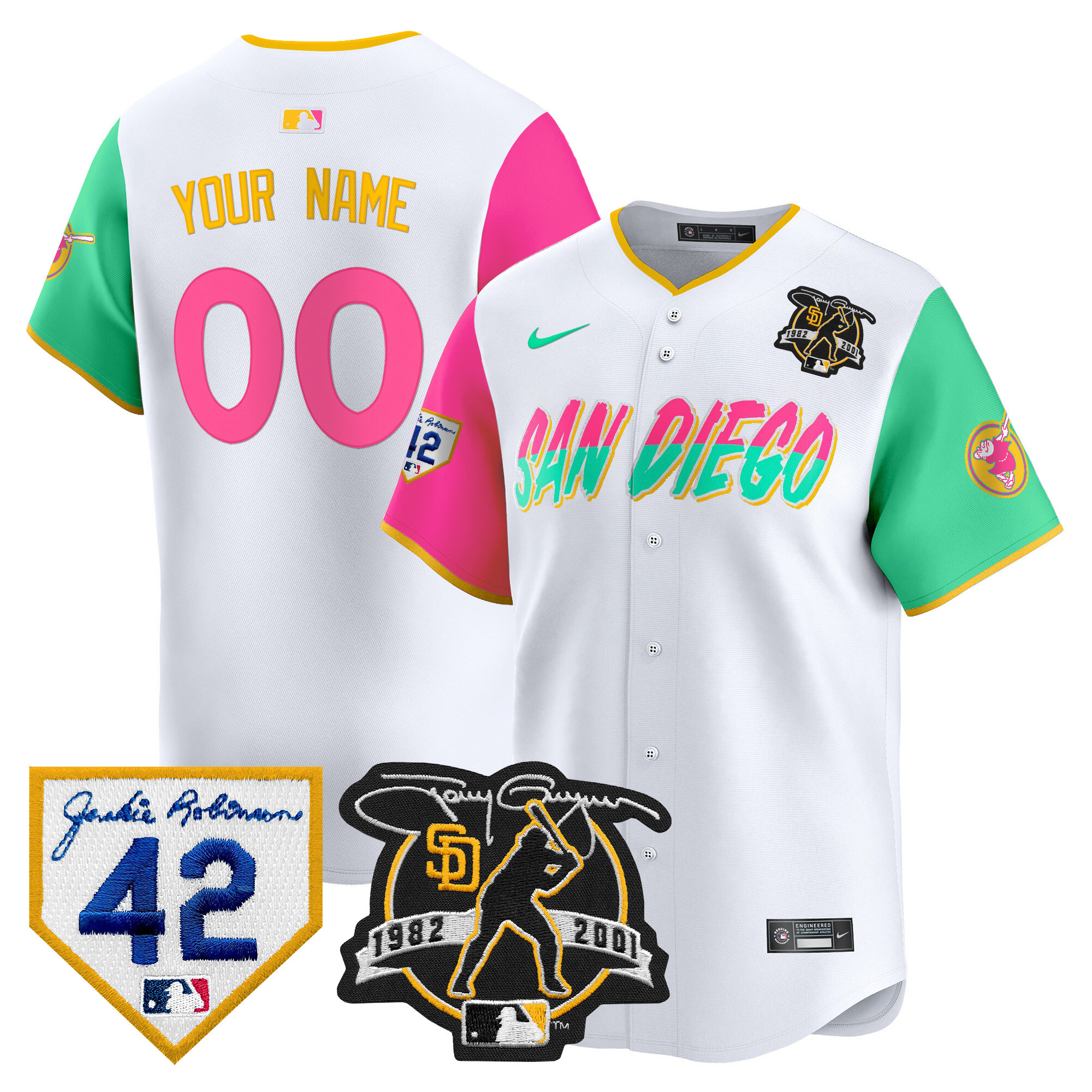 San Diego Padres 2024 Tony Gwynn & Robinson Patch Vapor Premier Limited Custom City Connect Jersey - All Stitched