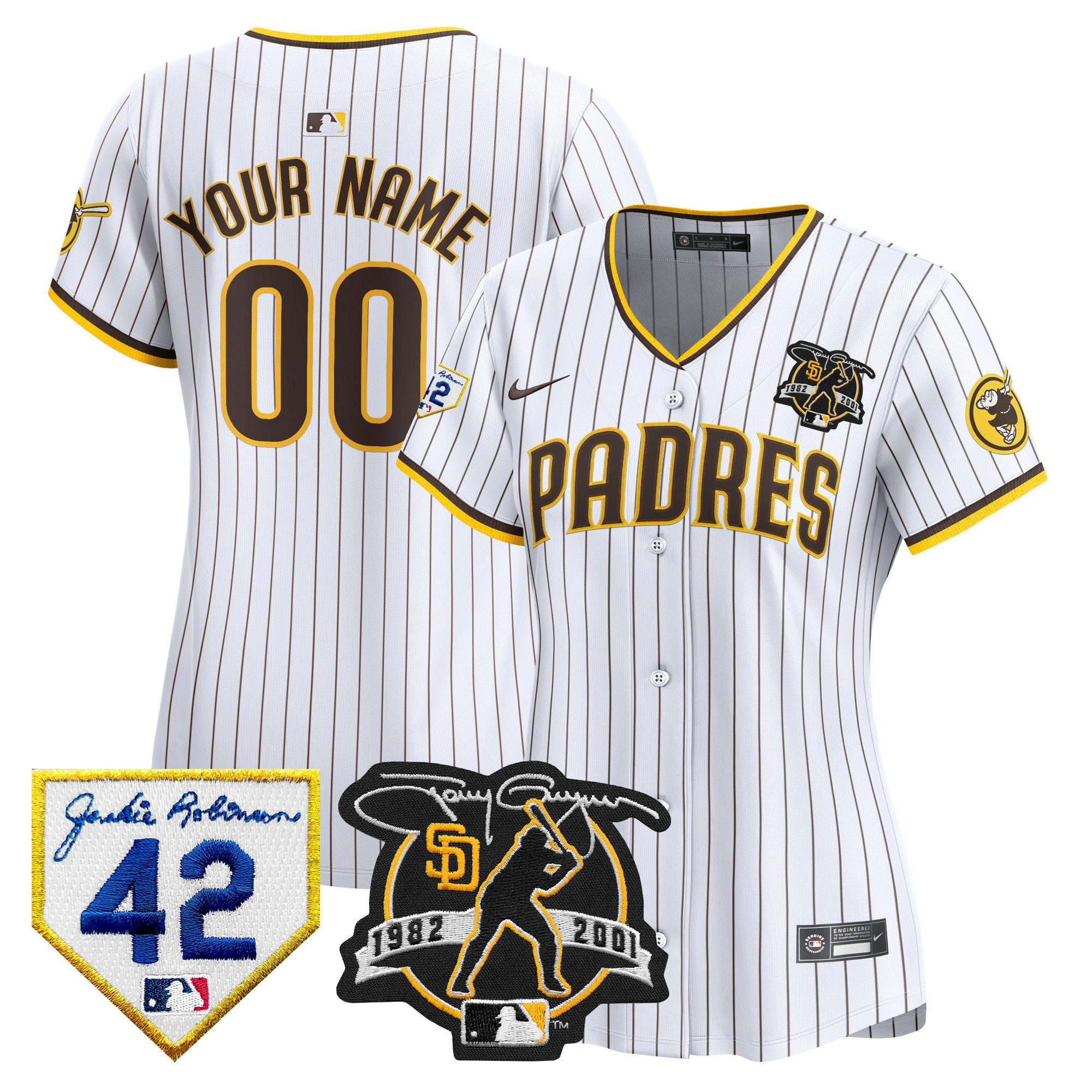 San Diego Padres 2024 Tony Gwynn & Robinson Patch Vapor Premier Limited Custom White Jersey - All Stitched