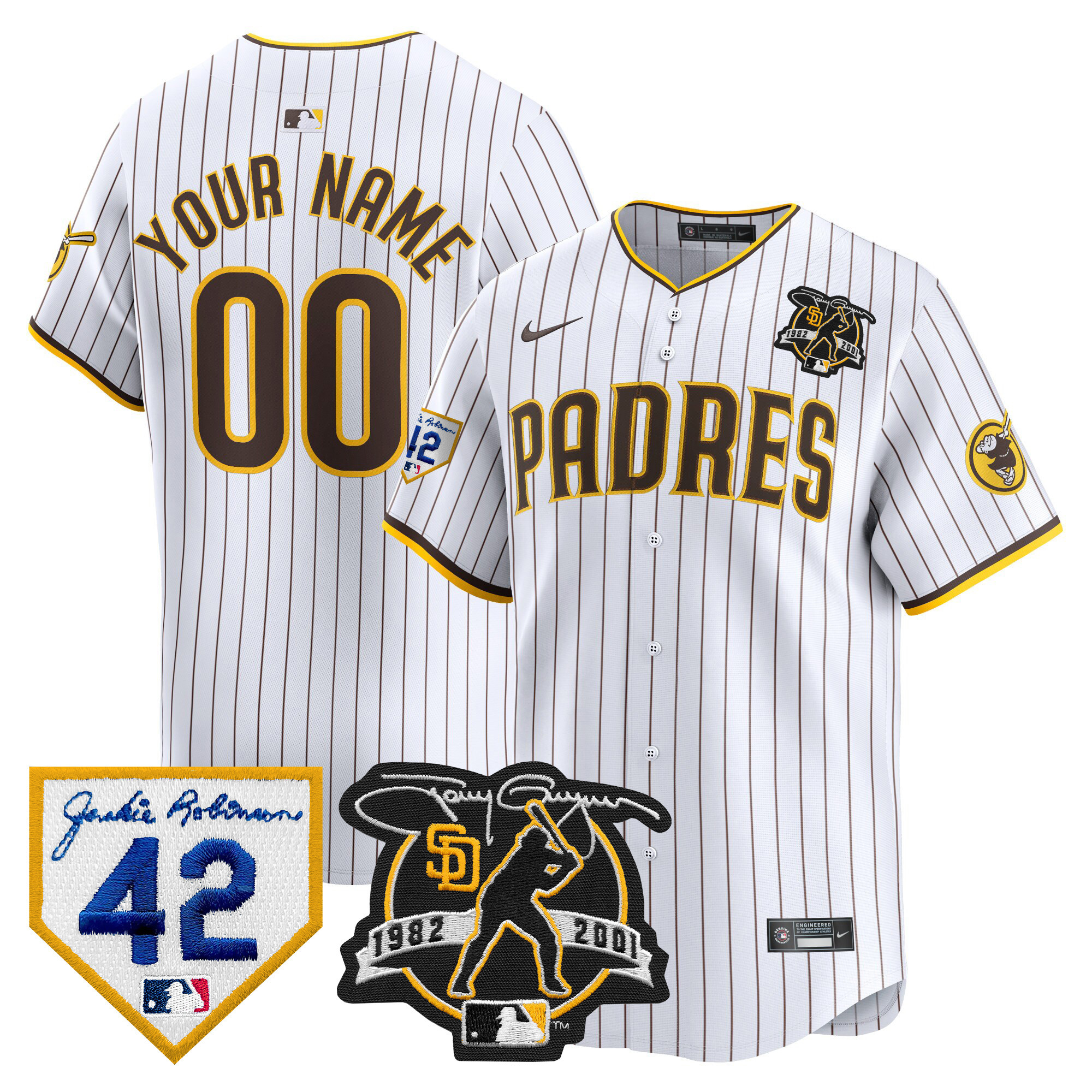 San Diego Padres 2024 Tony Gwynn & Robinson Patch Vapor Premier Limited Custom White Jersey - All Stitched