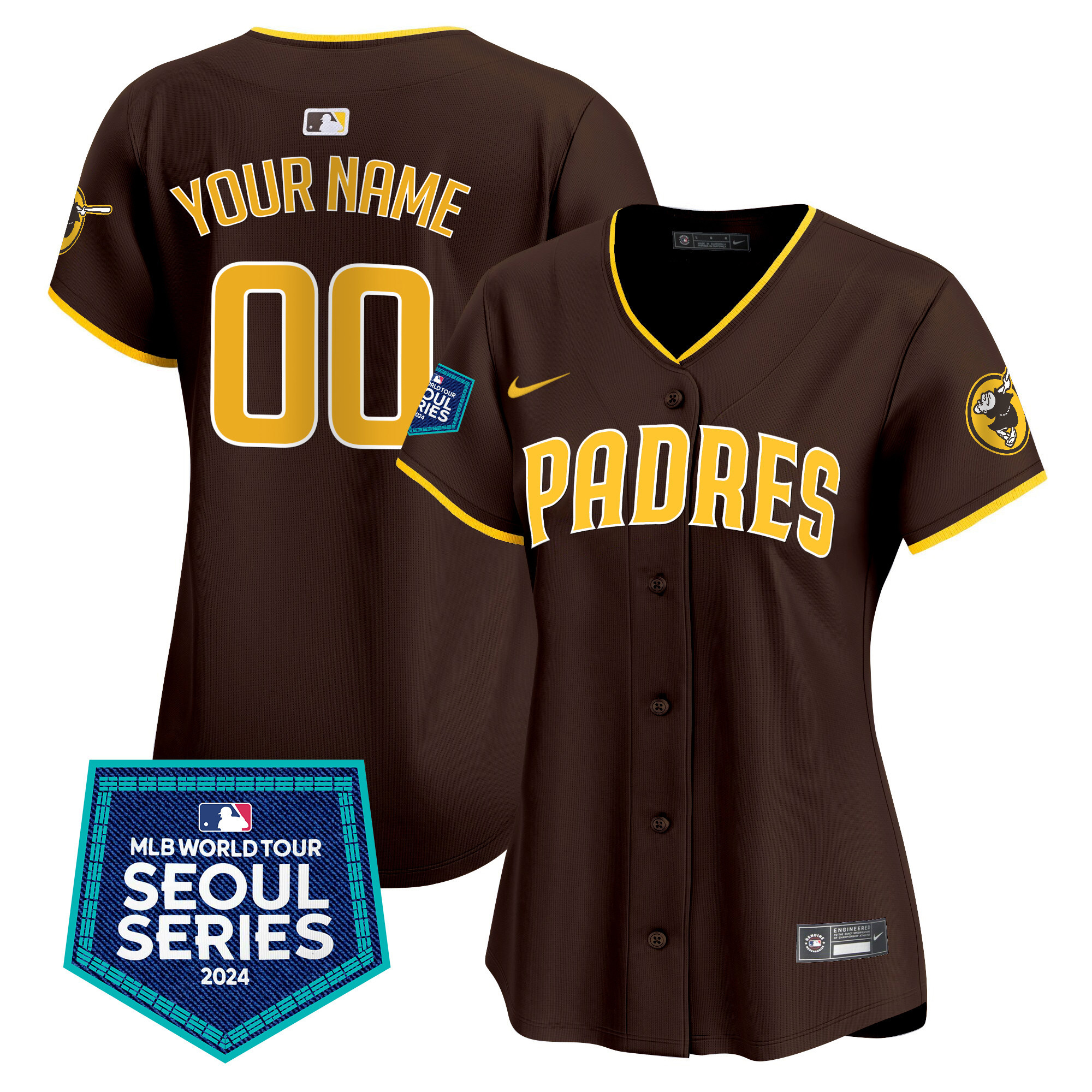 San Diego Padres 2024 World Tour Seoul Series Patch Vapor Premier Limited Custom Brown Jersey - All Stitched