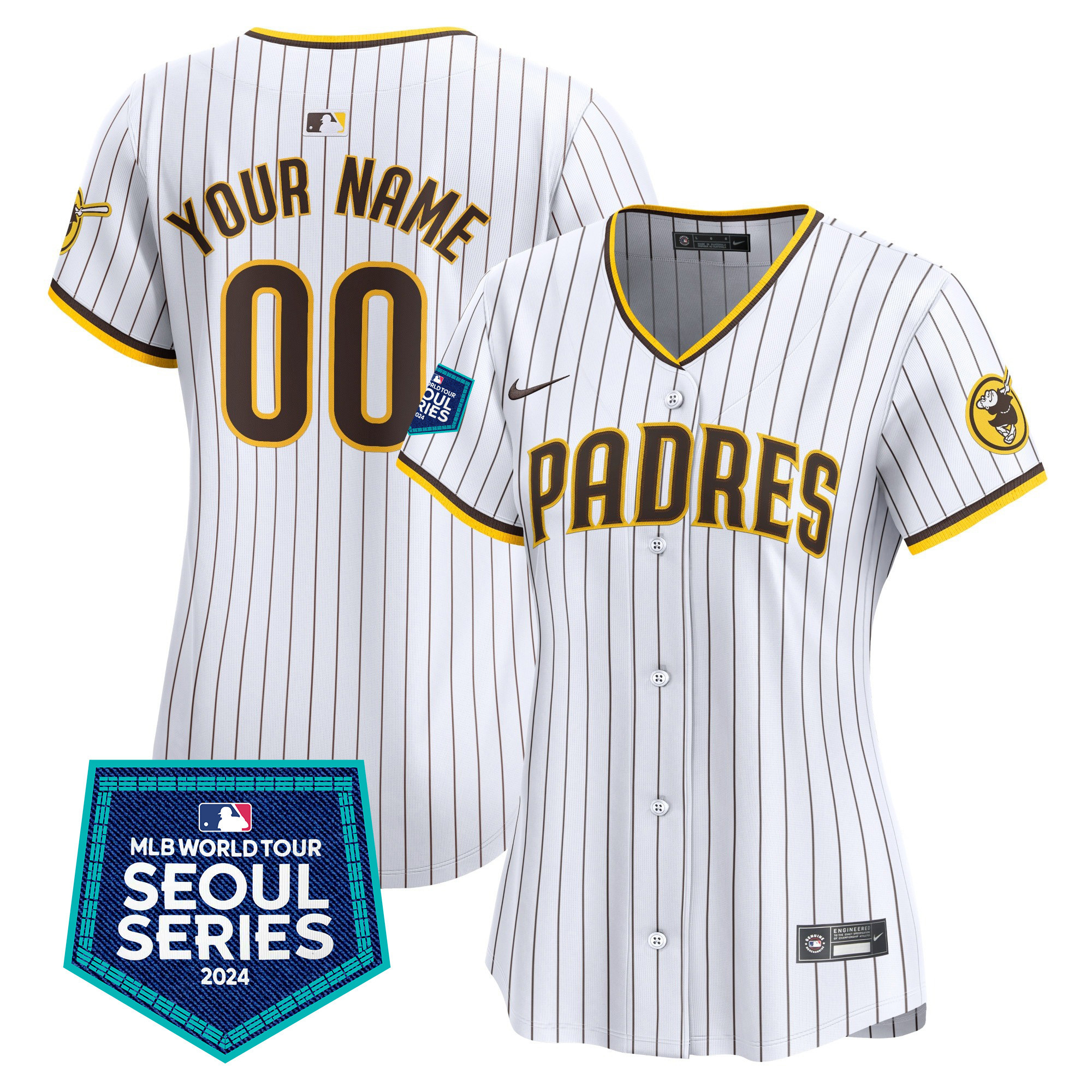 San Diego Padres 2024 World Tour Seoul Series Patch Vapor Premier Limited Custom White Jersey - All Stitched