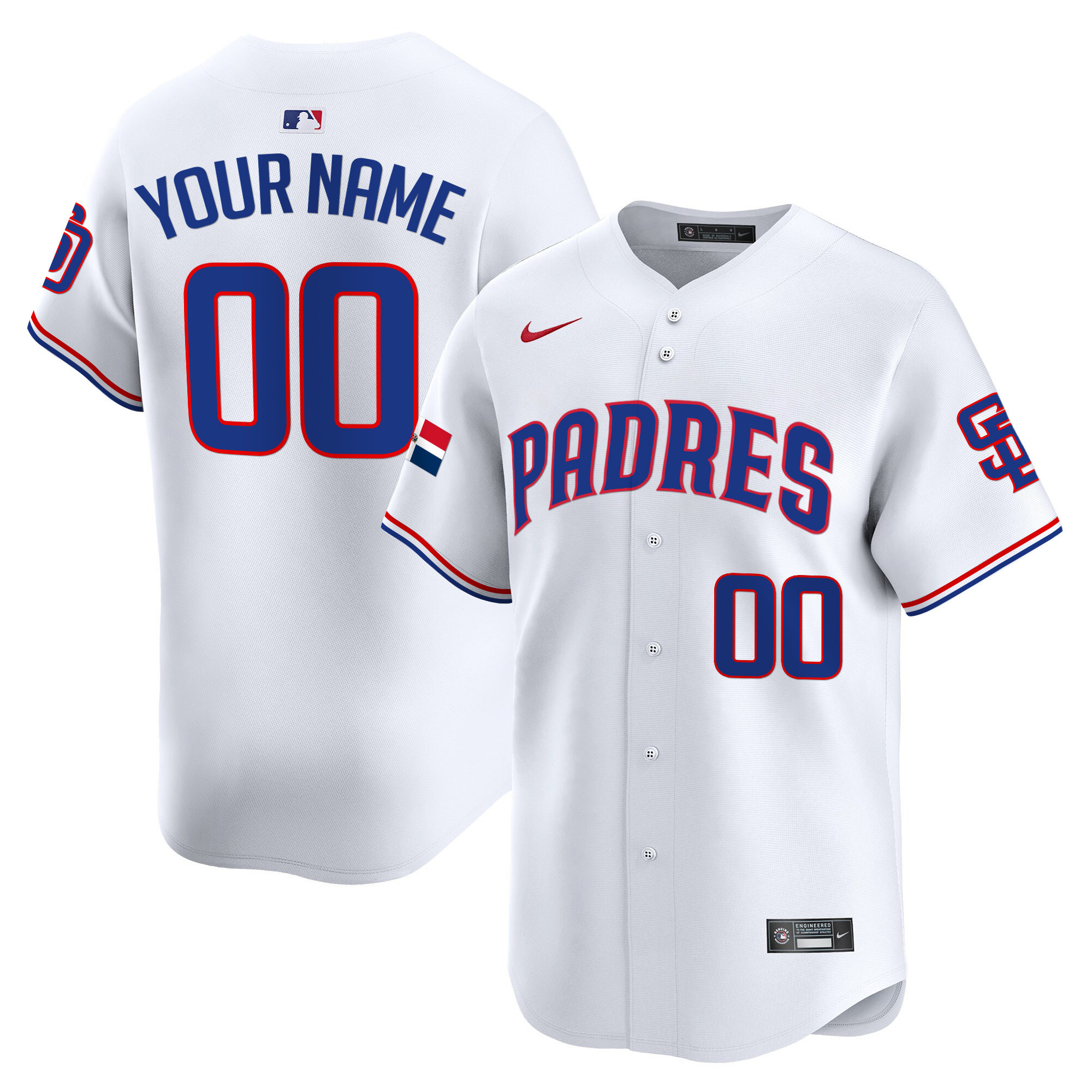 San Diego Padres Dominican Republic Vapor Premier Limited Custom White Jersey - All Stitched