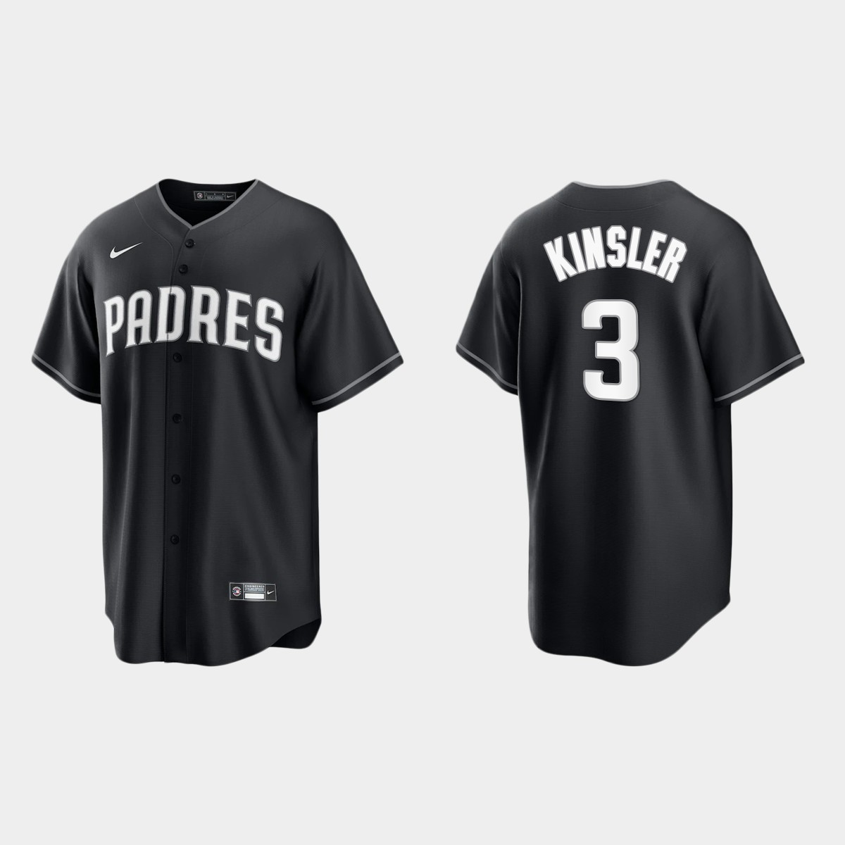 San Diego Padres Ian Kinsler 2021 All Black Fashion Jersey - Black White