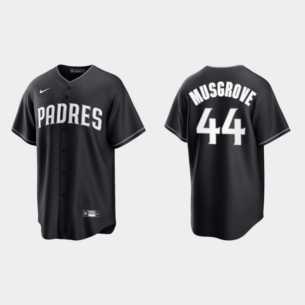 San Diego Padres Joe Musgrove 2021 All Black Fashion Jersey - Black White