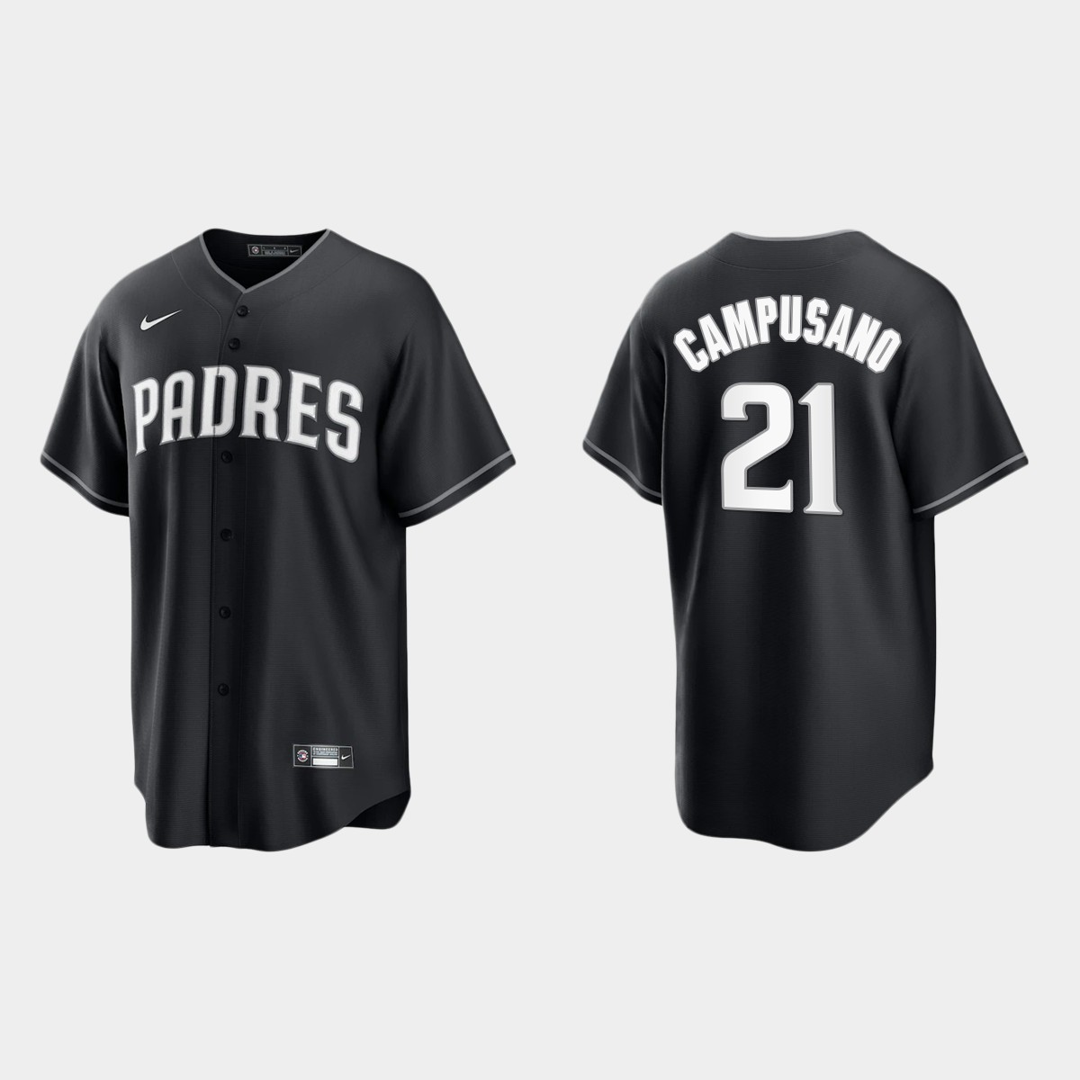 San Diego Padres Luis Campusano 2021 All Black Fashion Jersey - Black White