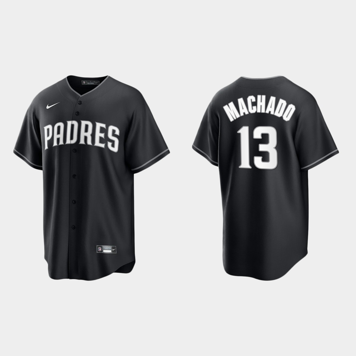 San Diego Padres Manny Machado 2021 All Black Fashion Jersey - Black White