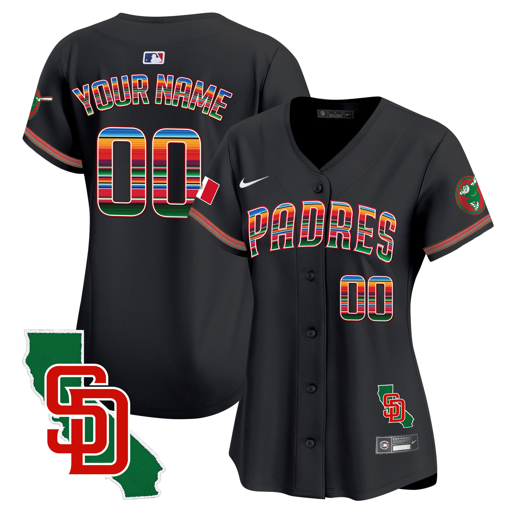 San Diego Padres Mexico California Patch Vapor Premier Limited Custom Black Jersey - All Stitched