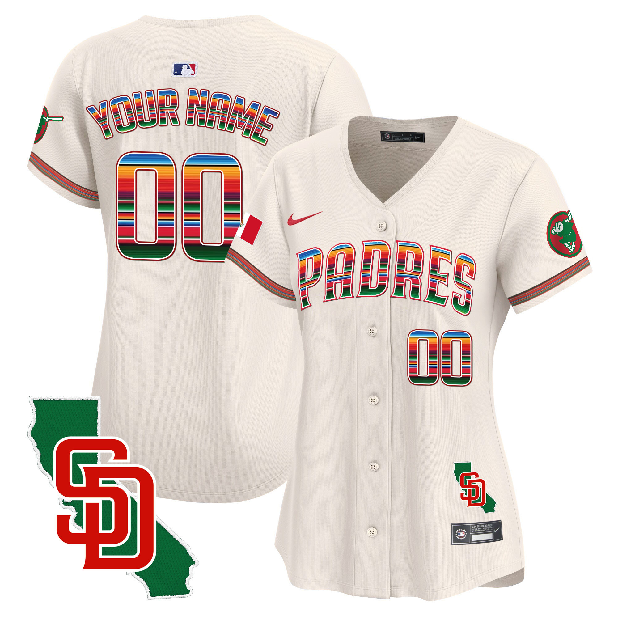 San Diego Padres Mexico California Patch Vapor Premier Limited Custom Cream Jersey - All Stitched
