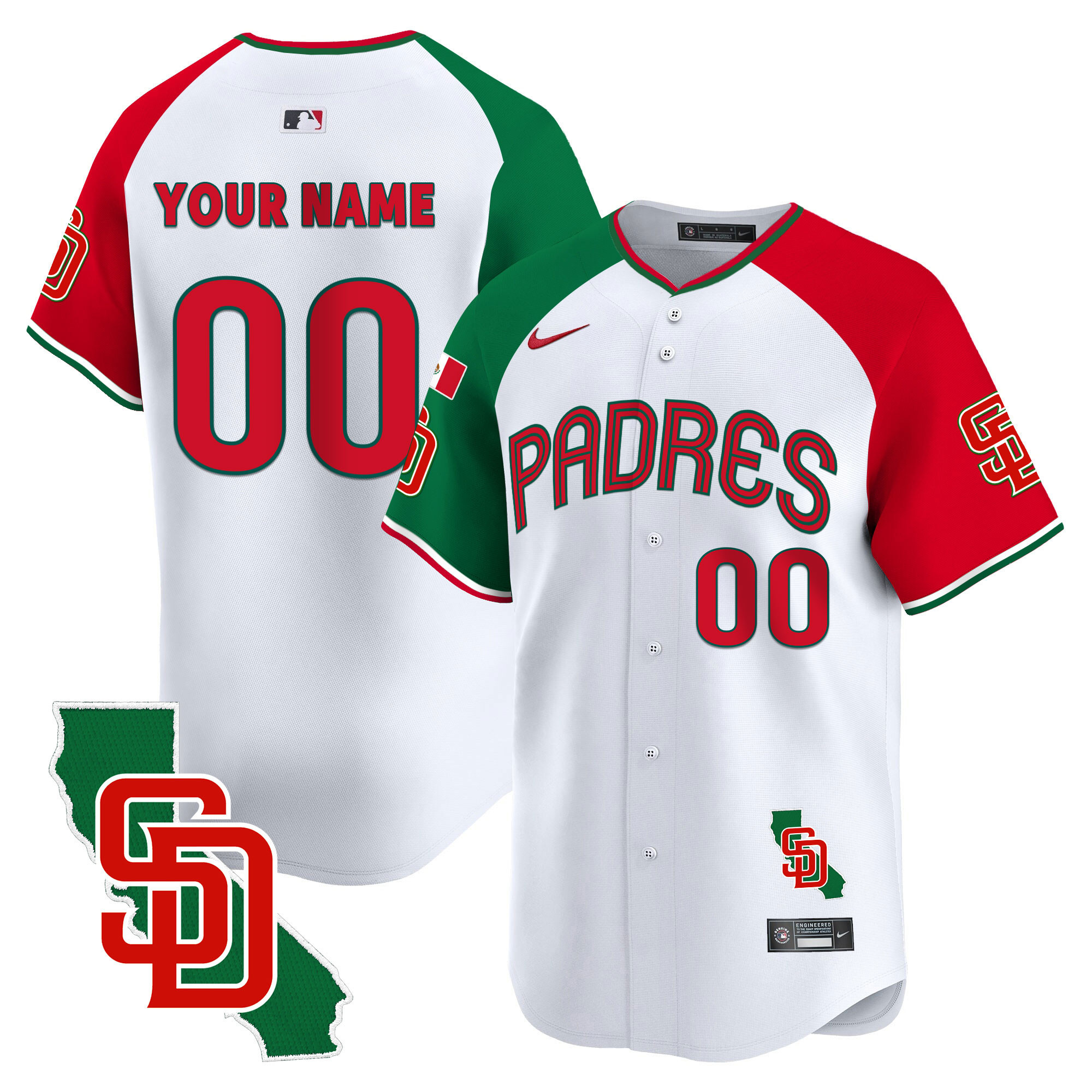 San Diego Padres Mexico California Patch Vapor Premier Limited Custom V4 Alternate Jersey - All Stitched