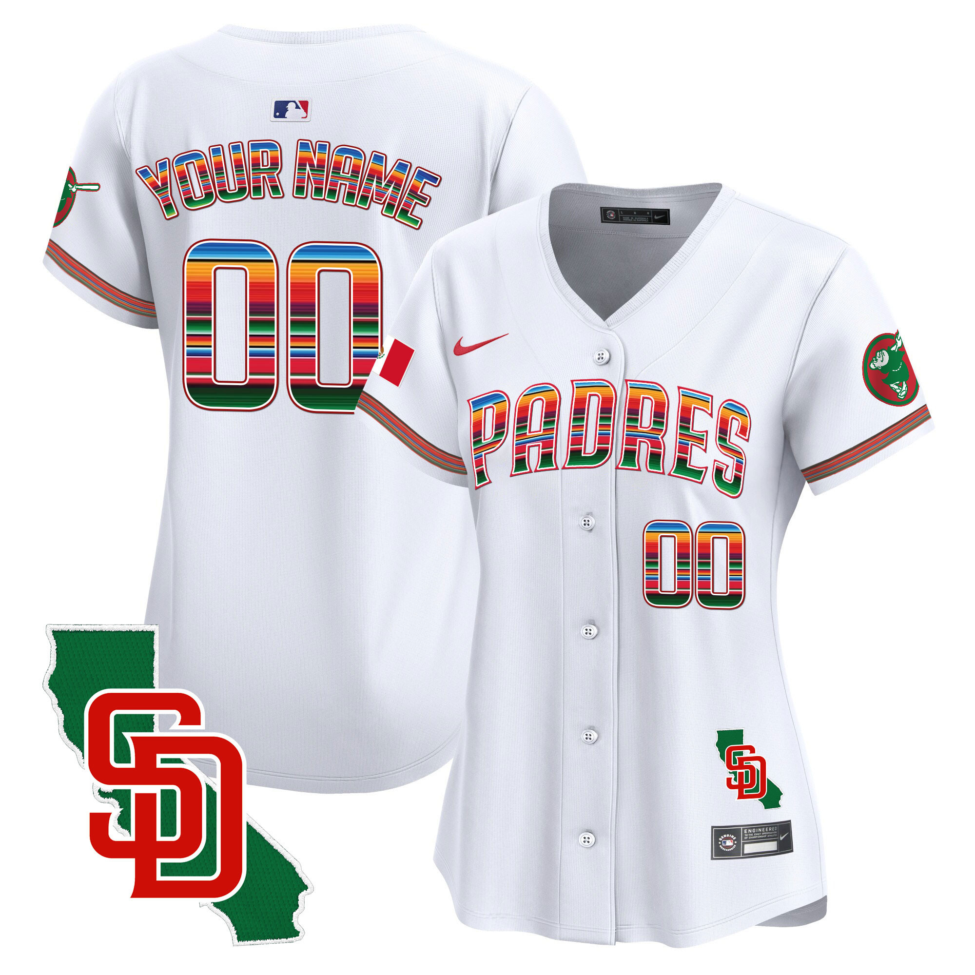 San Diego Padres Mexico California Patch Vapor Premier Limited Custom White Jersey - All Stitched