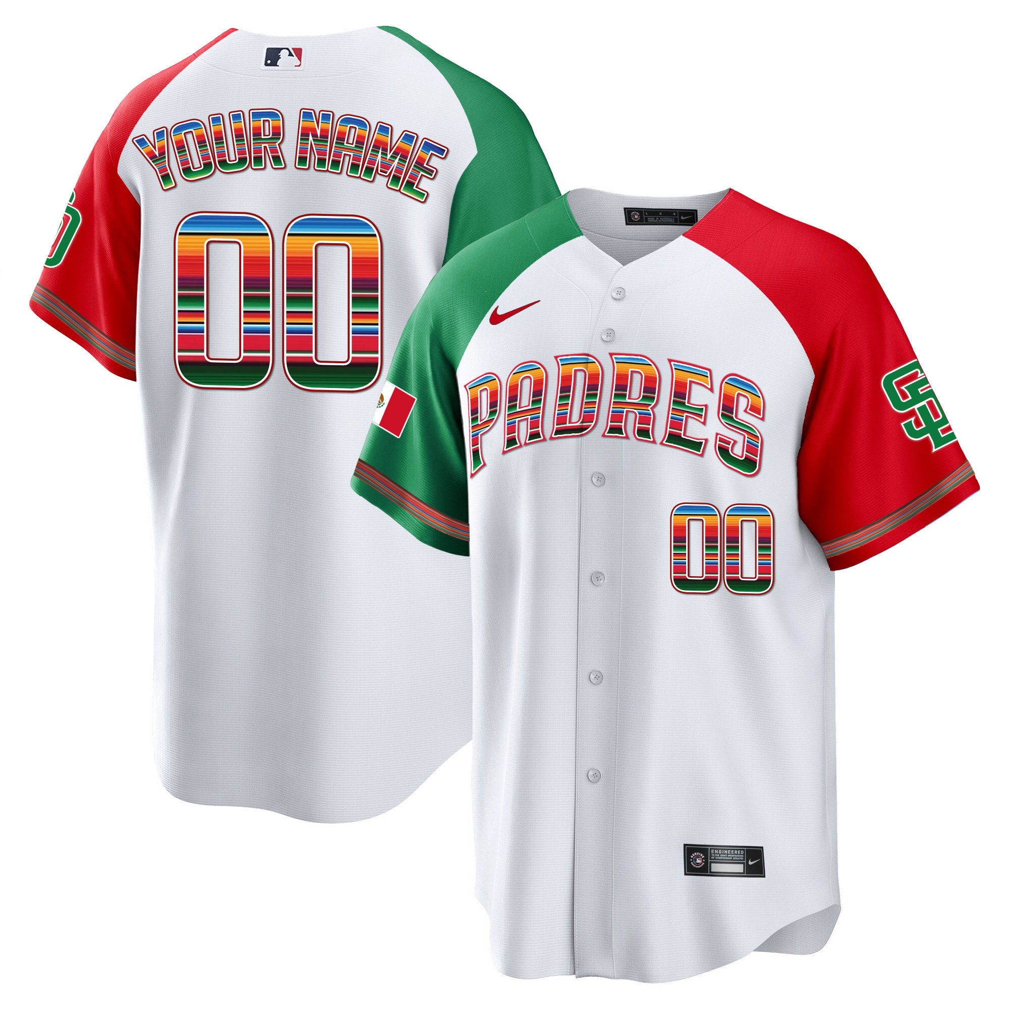 San Diego Padres Mexico Cool Base Limited Custom Alternate Jersey - All Stitched