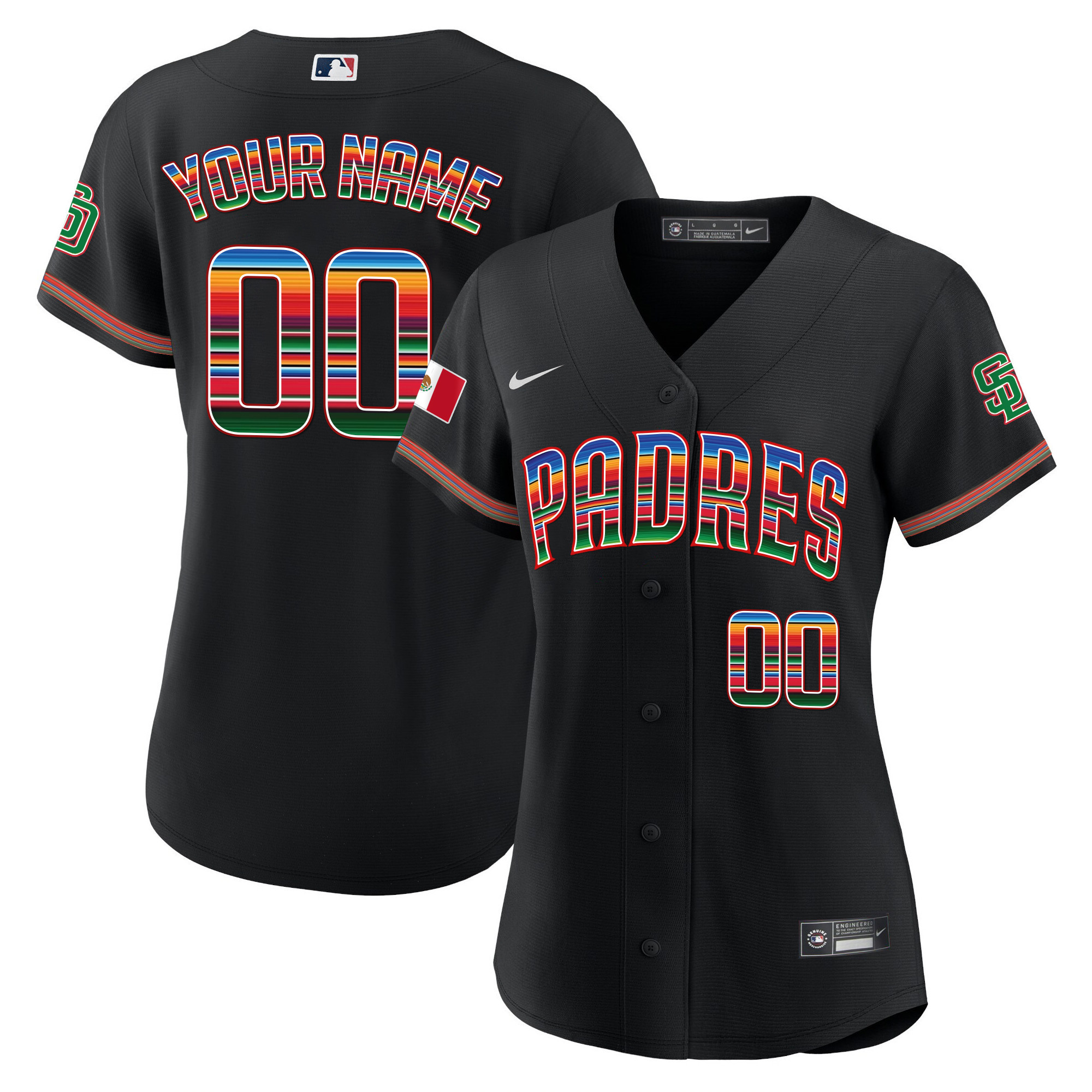 San Diego Padres Mexico Cool Base Limited Custom Black Jersey - All Stitched