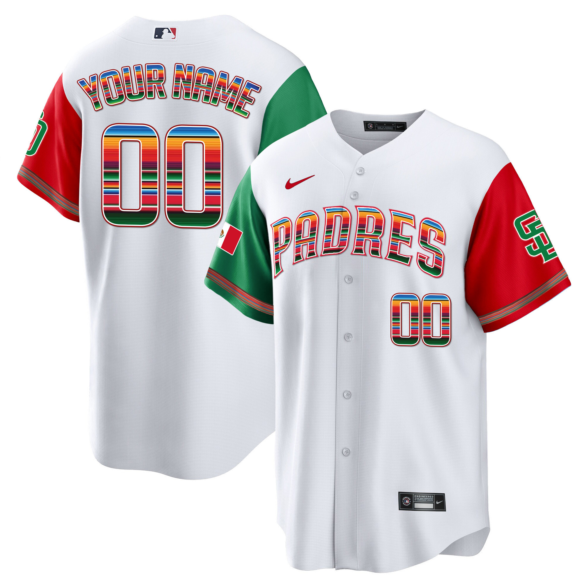 San Diego Padres Mexico Cool Base Limited Custom Color Sleeves Jersey - All Stitched