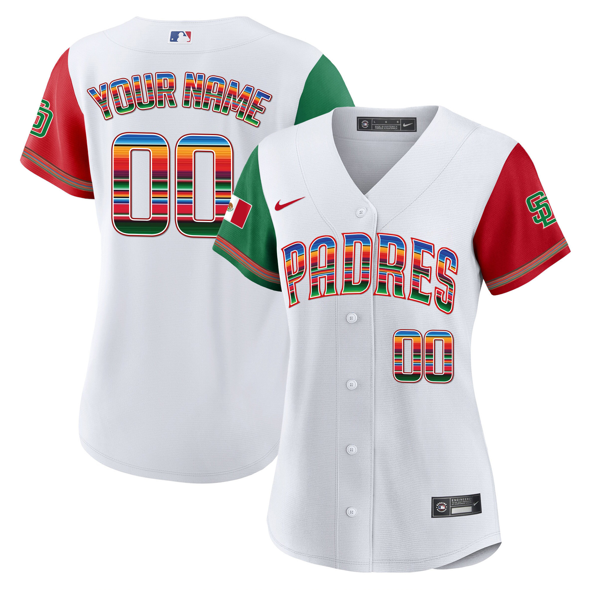 San Diego Padres Mexico Cool Base Limited Custom Color Sleeves Jersey - All Stitched