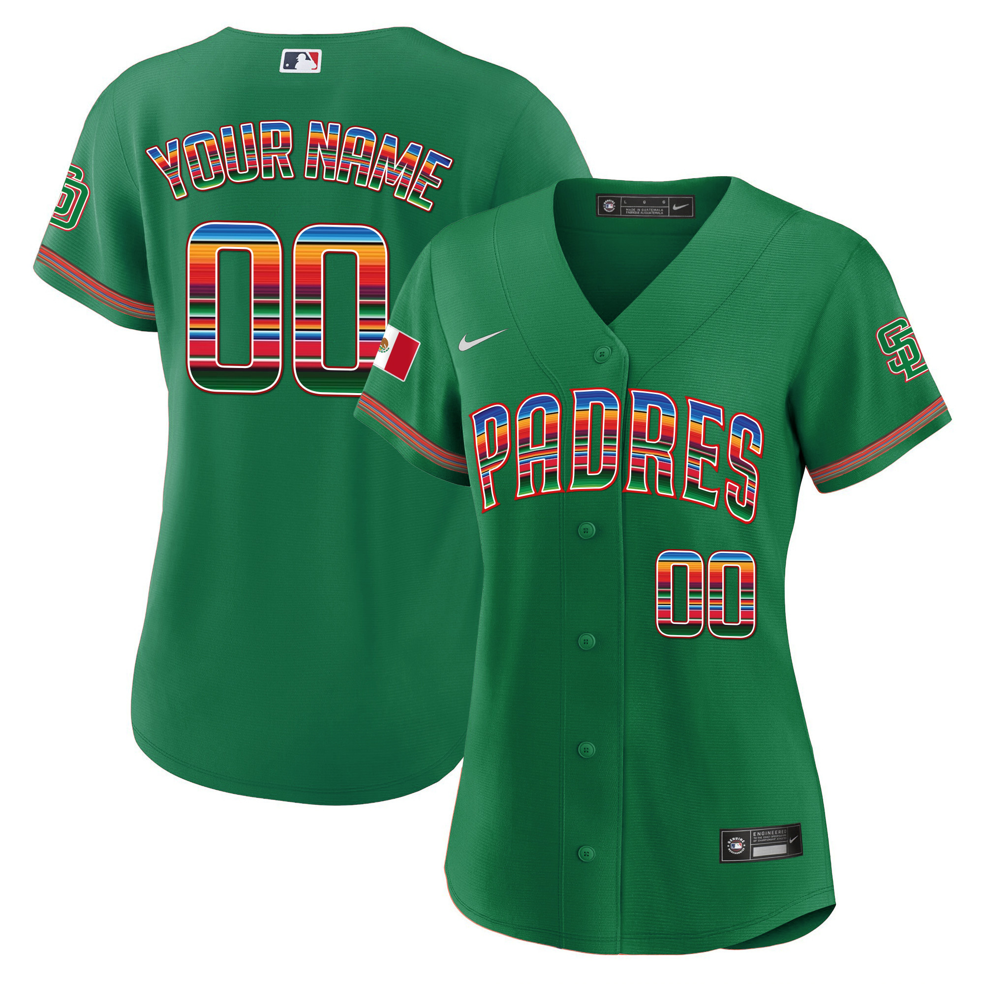 San Diego Padres Mexico Cool Base Limited Custom Green Jersey - All Stitched