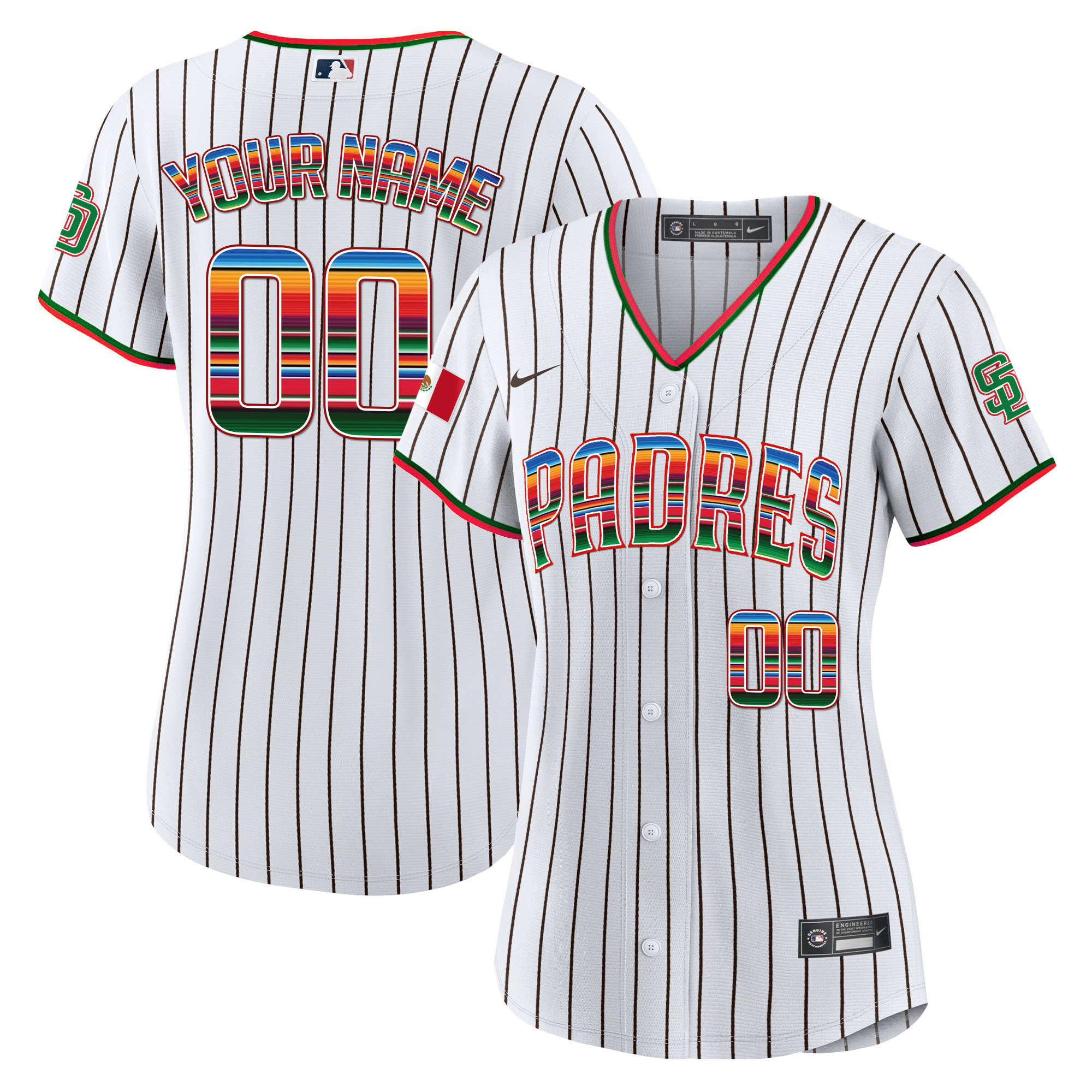 San Diego Padres Mexico Cool Base Limited Custom Pinstripe Jersey - All Stitched