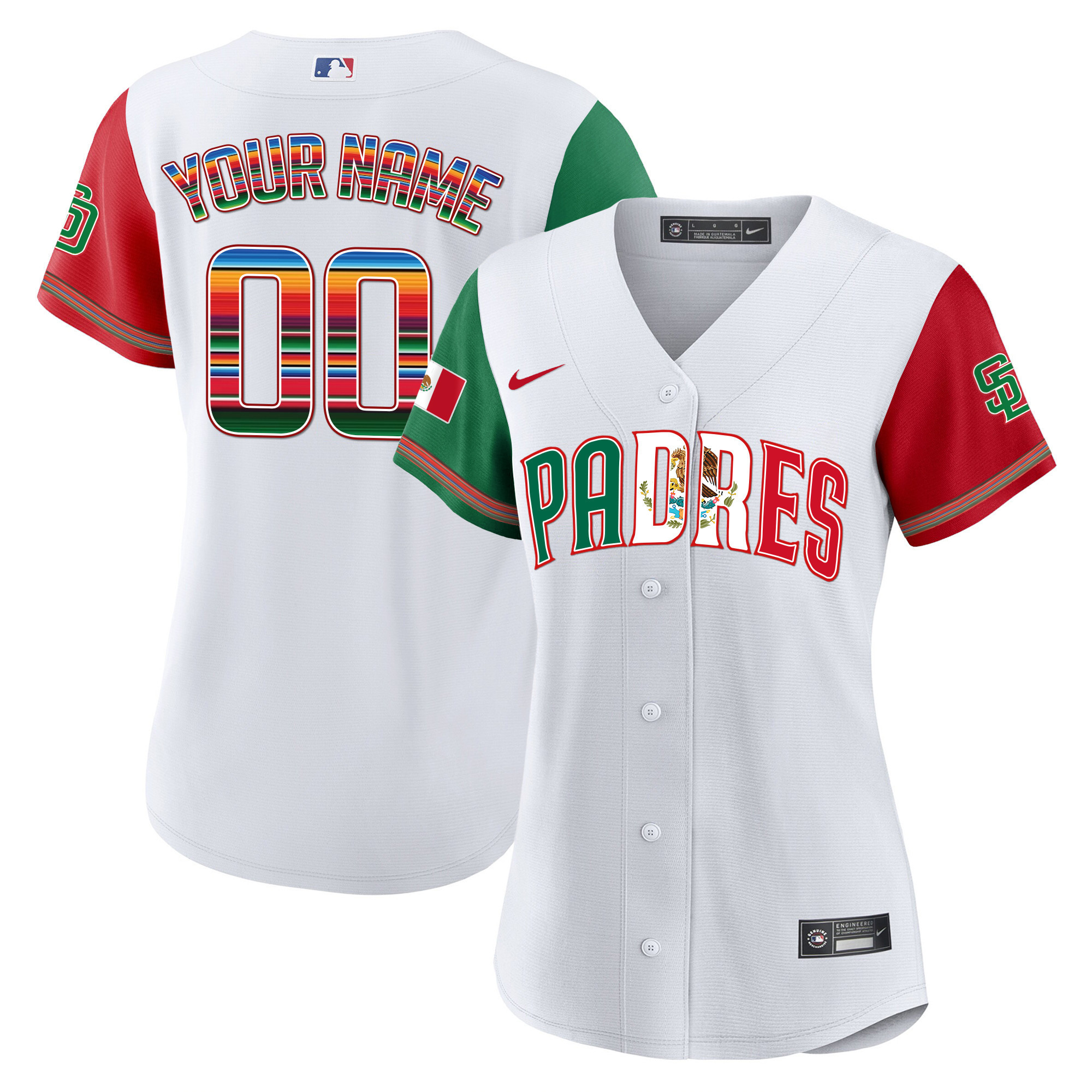 San Diego Padres Mexico Cool Base Limited Custom V2 Color Sleeves Jersey - All Stitched