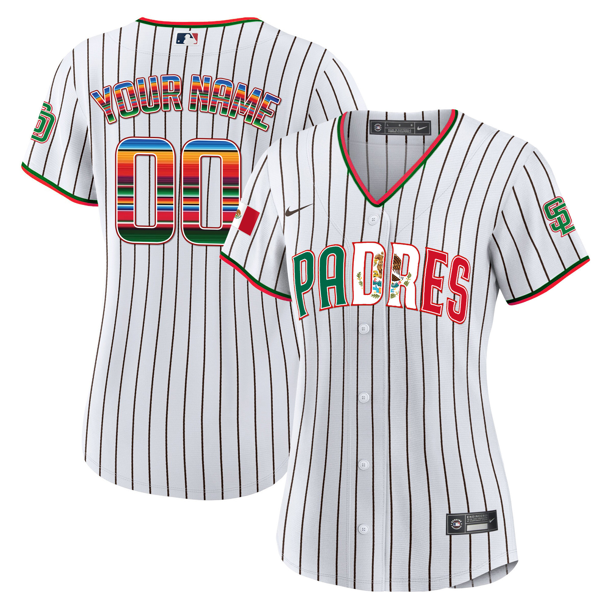 San Diego Padres Mexico Cool Base Limited Custom V2 Pinstripe Jersey - All Stitched