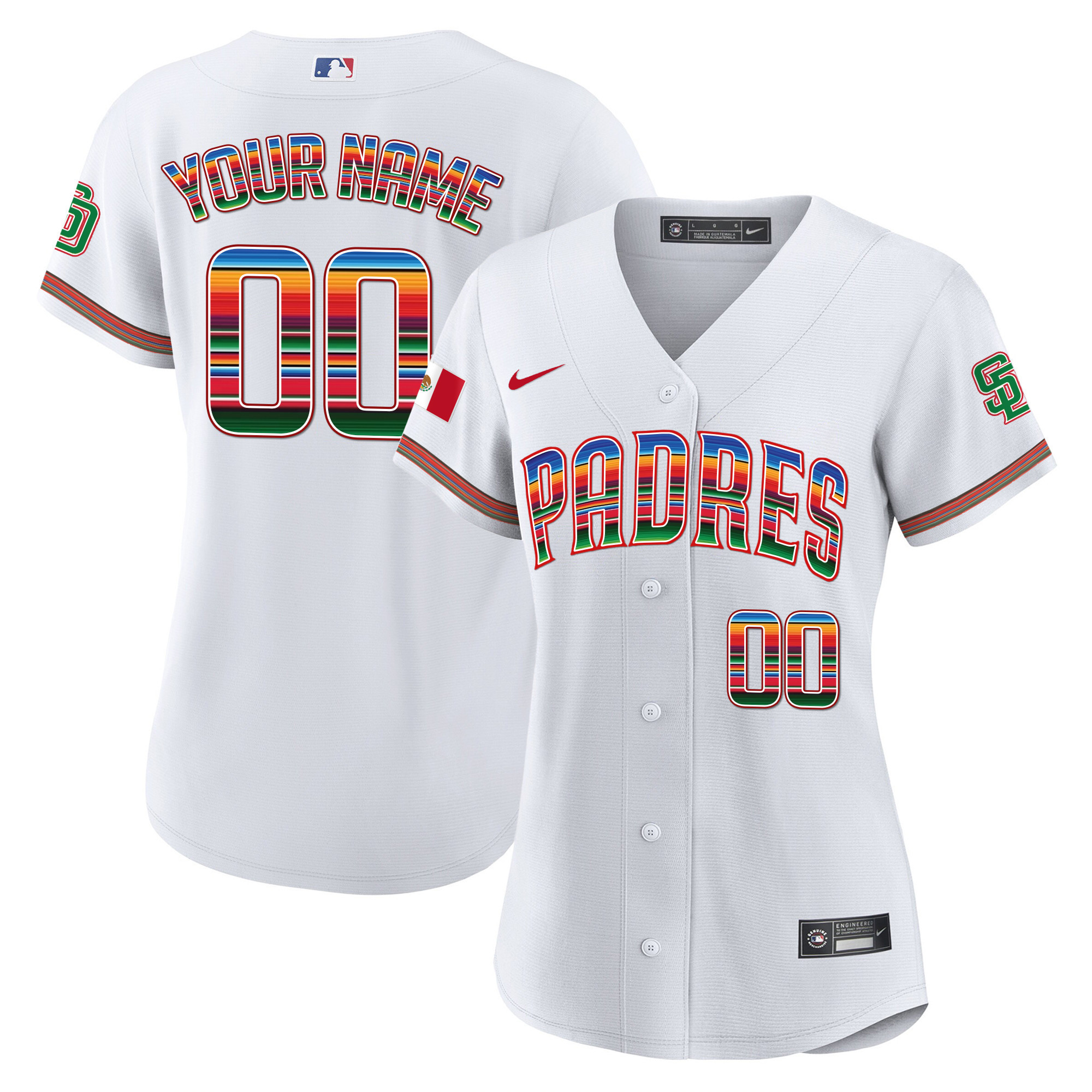 San Diego Padres Mexico Cool Base Limited Custom White Jersey - All Stitched