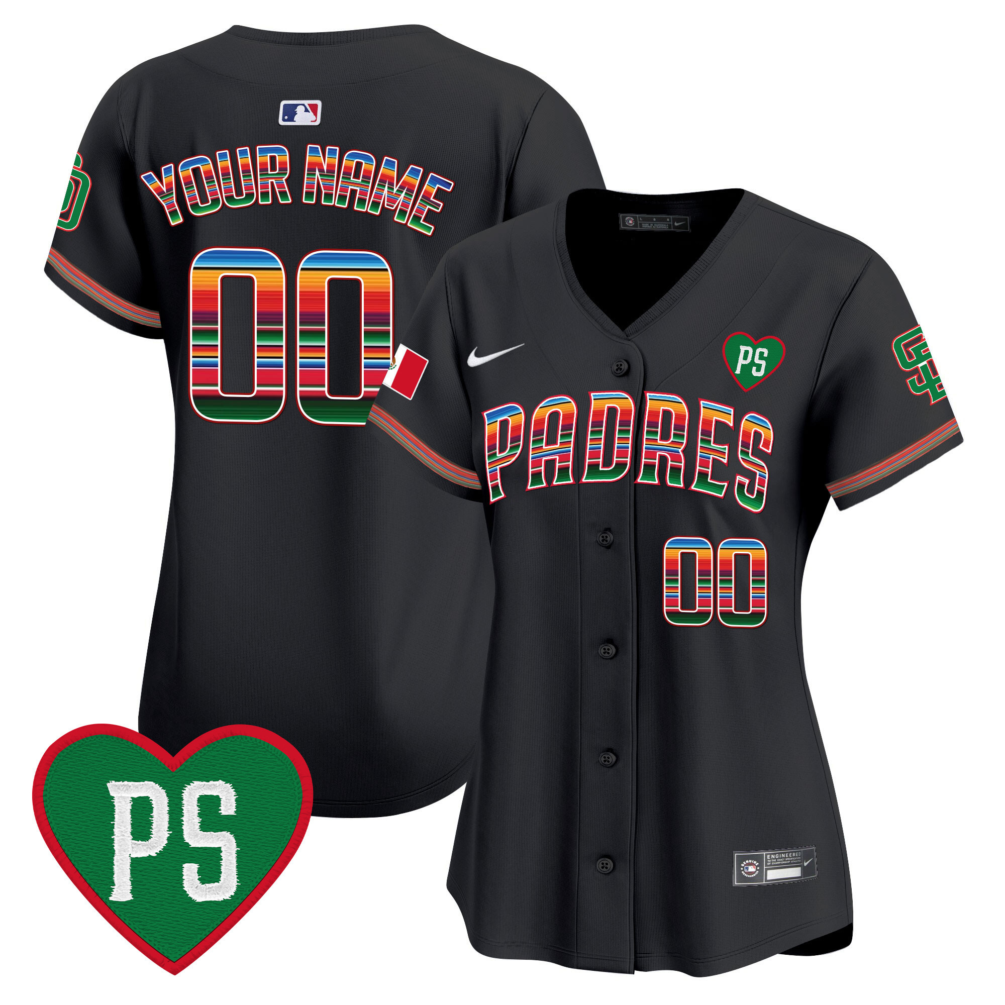 San Diego Padres Mexico "For Peter" Patch Vapor Premier Limited Custom Black Jersey - All Stitched