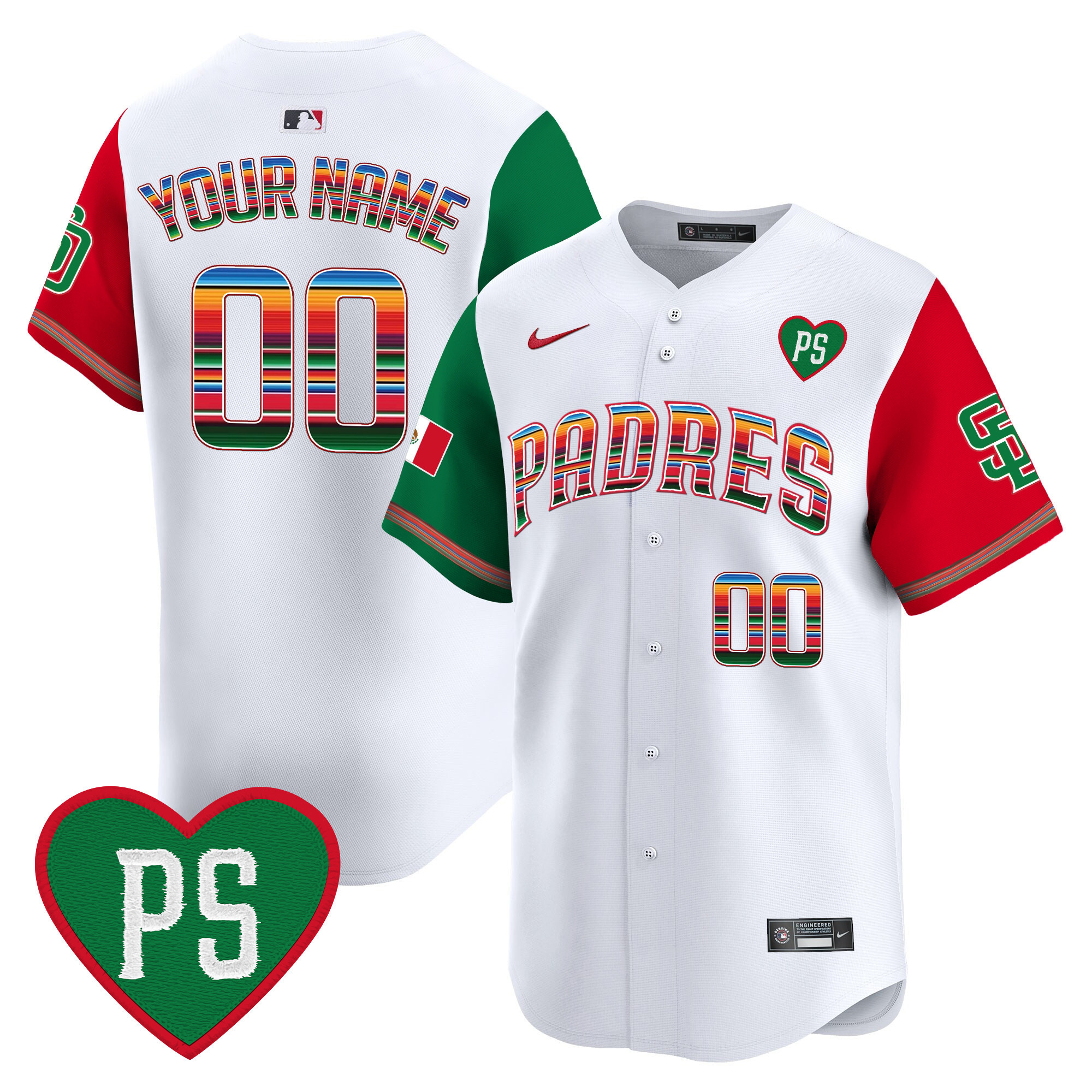 San Diego Padres Mexico "For Peter" Patch Vapor Premier Limited Custom Color Sleeves Jersey - All Stitched