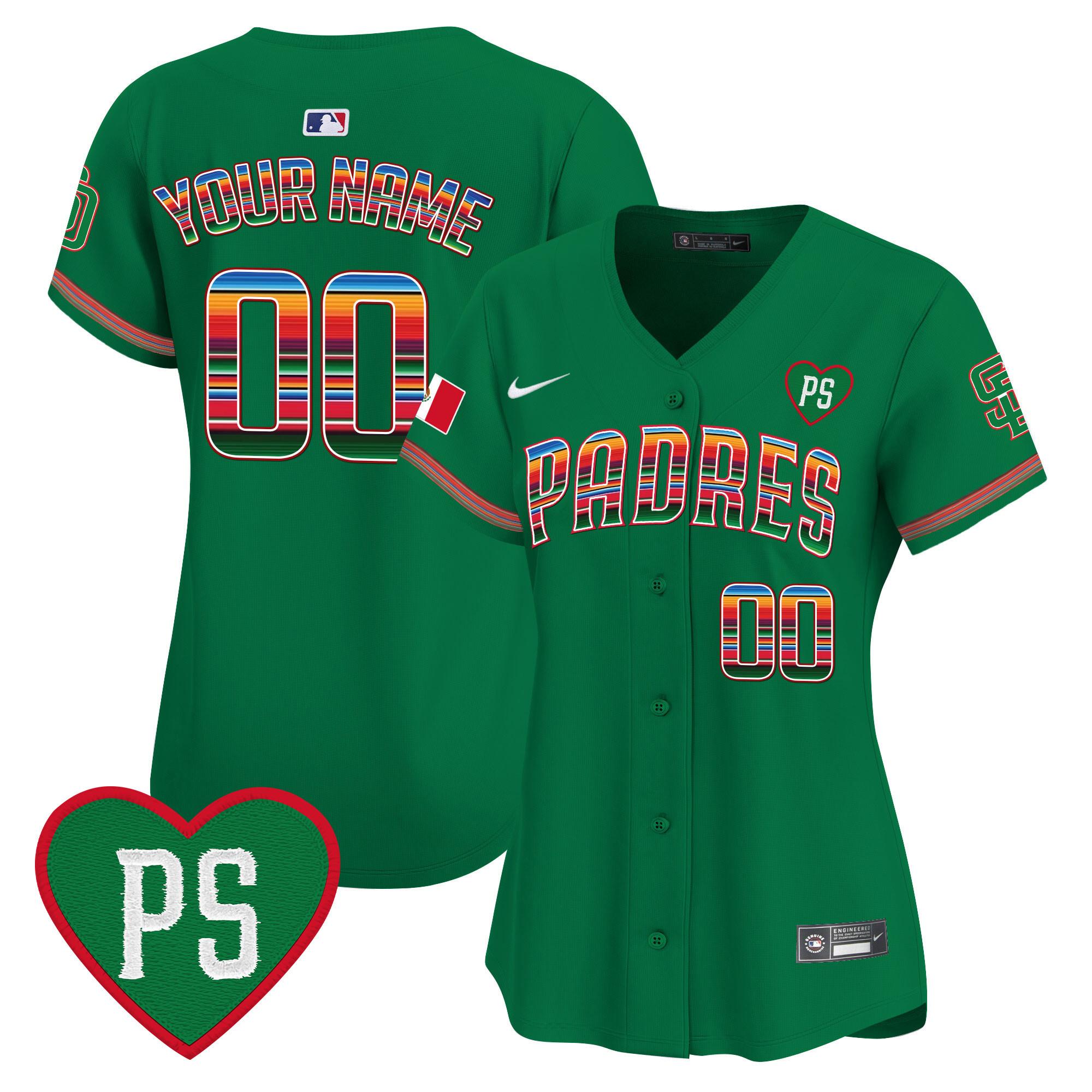 San Diego Padres Mexico "For Peter" Patch Vapor Premier Limited Custom Green Jersey - All Stitched