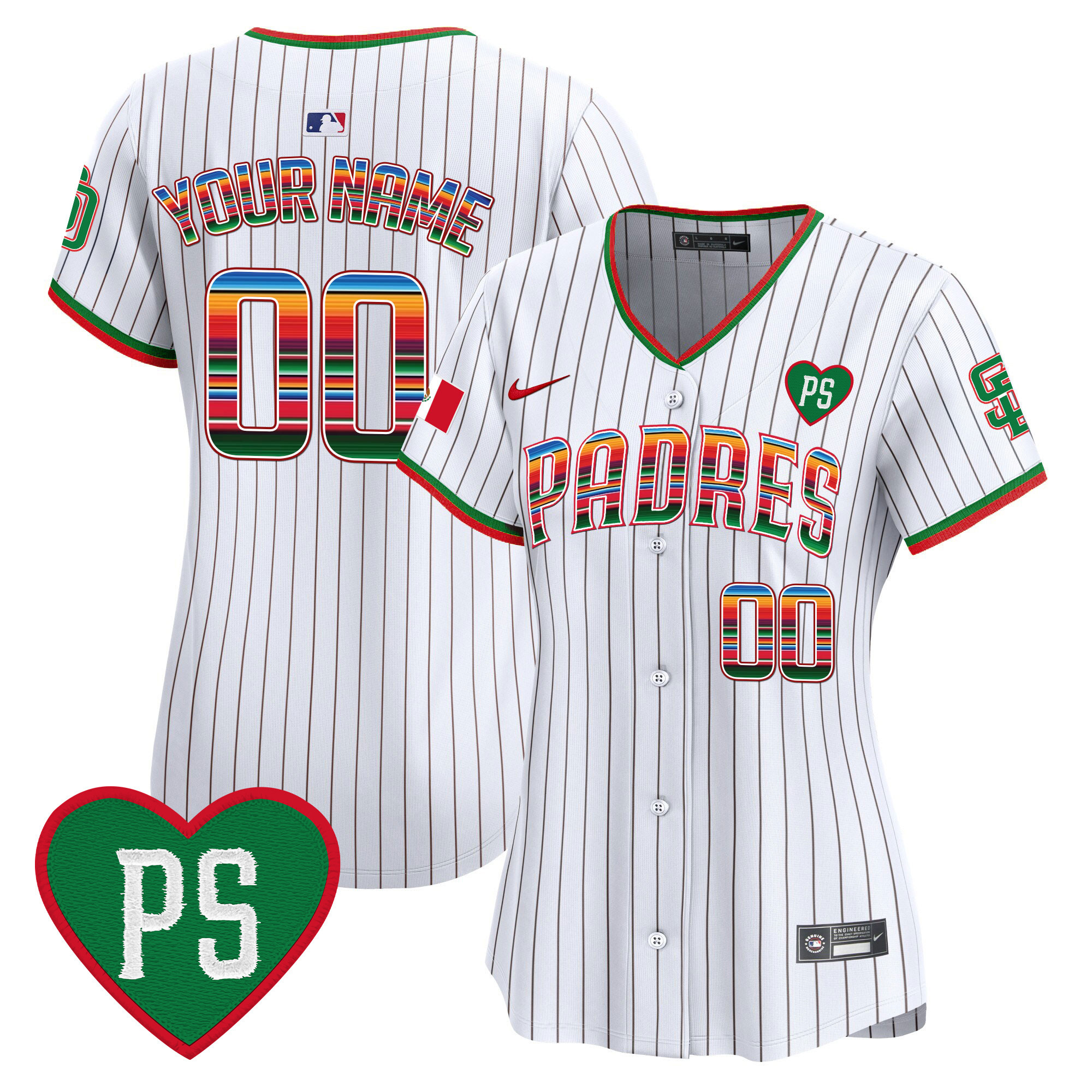 San Diego Padres Mexico "For Peter" Patch Vapor Premier Limited Custom Pinstripe Jersey - All Stitched