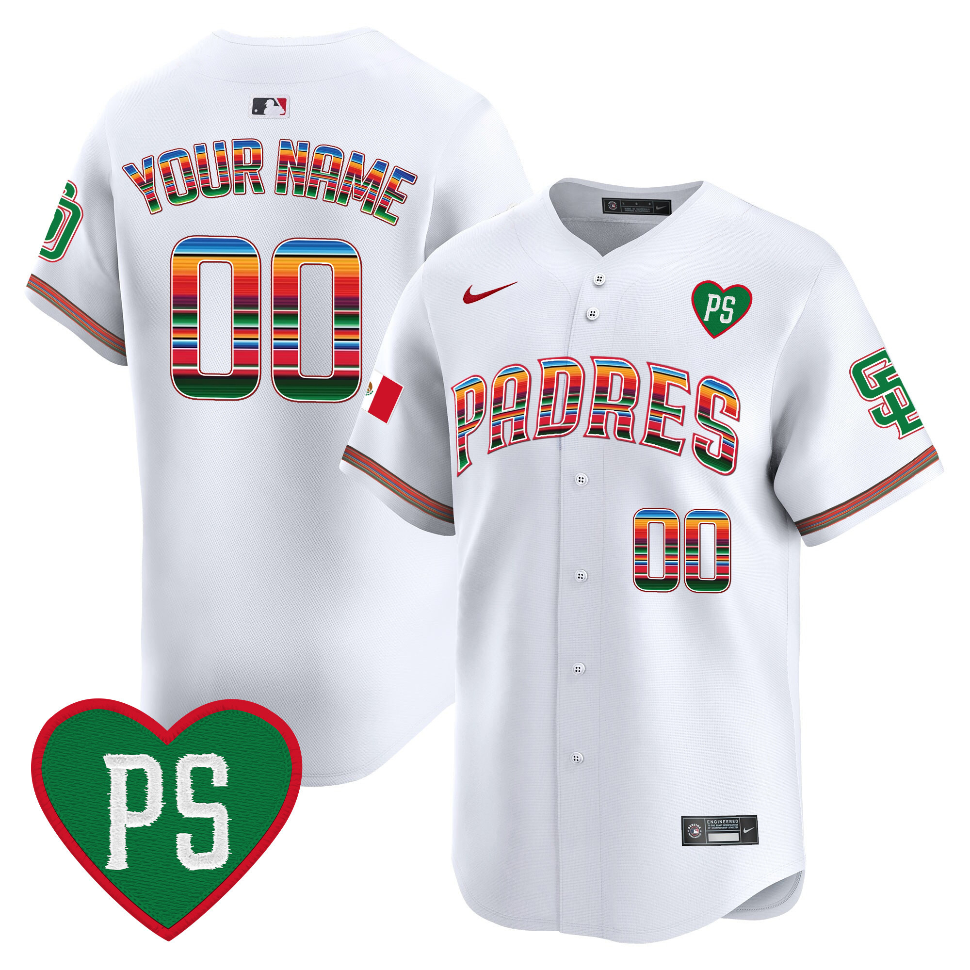 San Diego Padres Mexico "For Peter" Patch Vapor Premier Limited Custom White Jersey - All Stitched