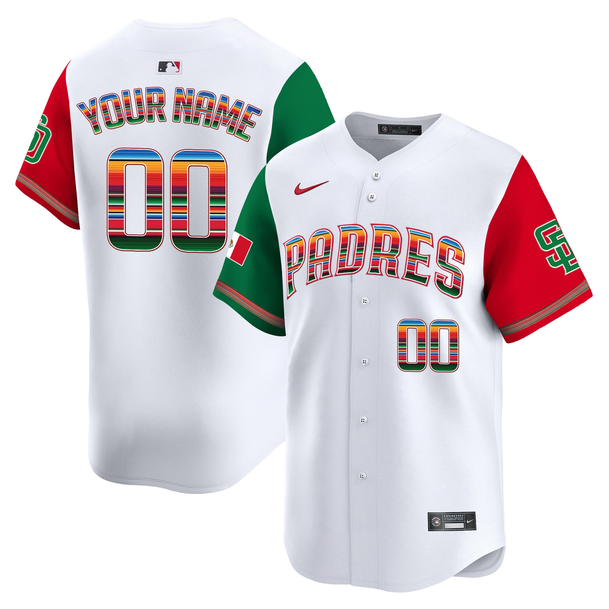 San Diego Padres Mexico Premier Limited Custom Color Sleeves Jersey - All Stitched