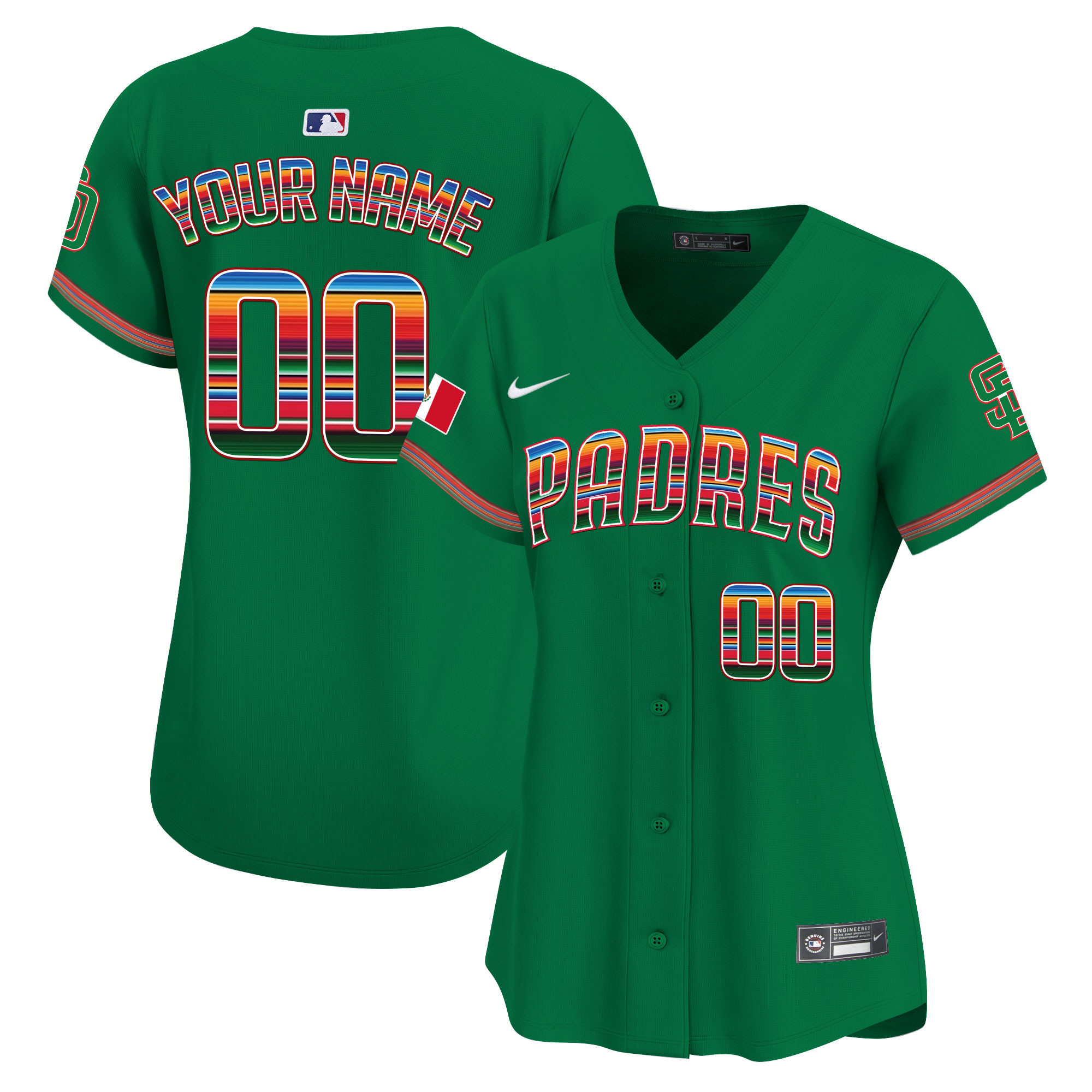 San Diego Padres Mexico Premier Limited Custom Green Jersey - All Stitched