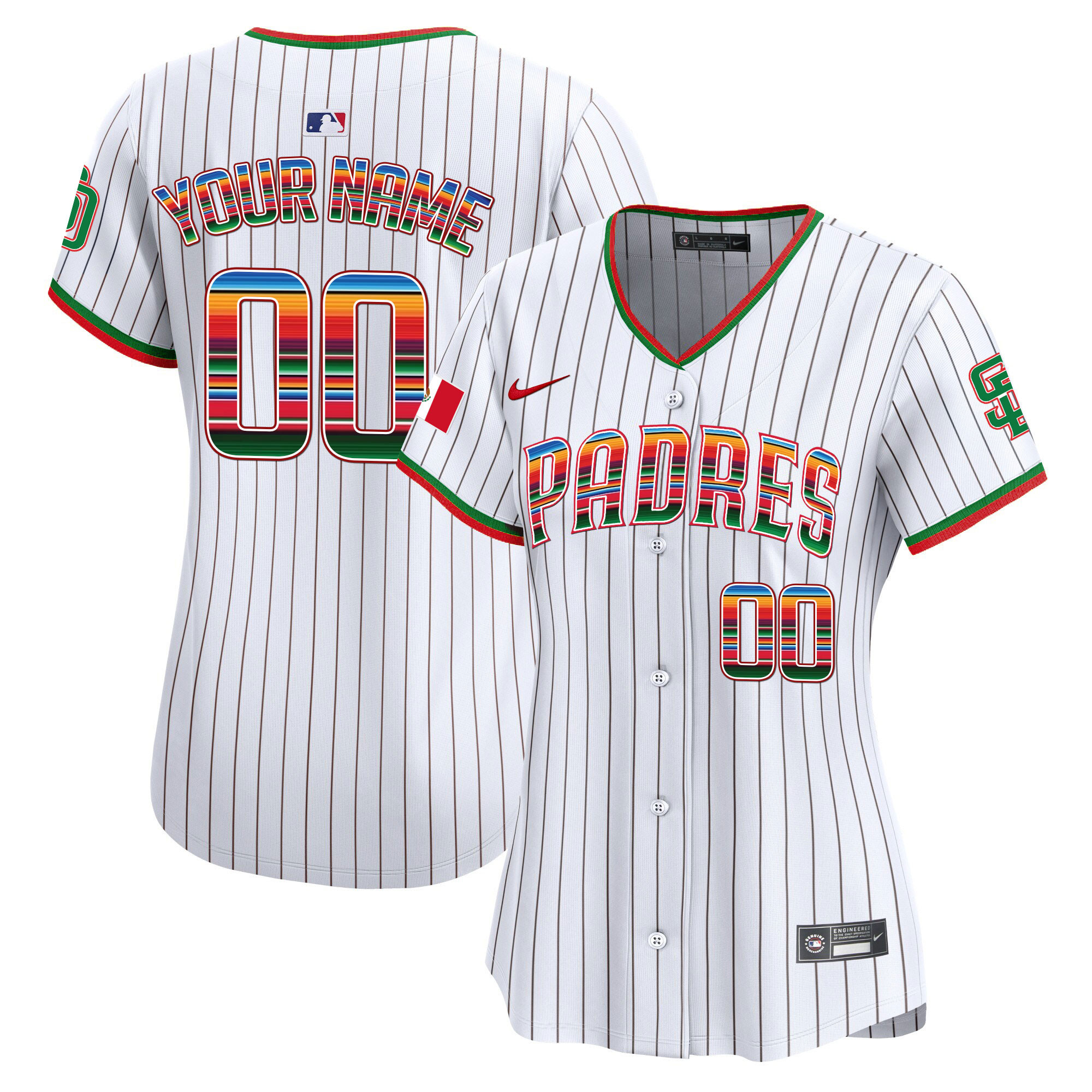 San Diego Padres Mexico Premier Limited Custom Pinstripe Jersey - All Stitched