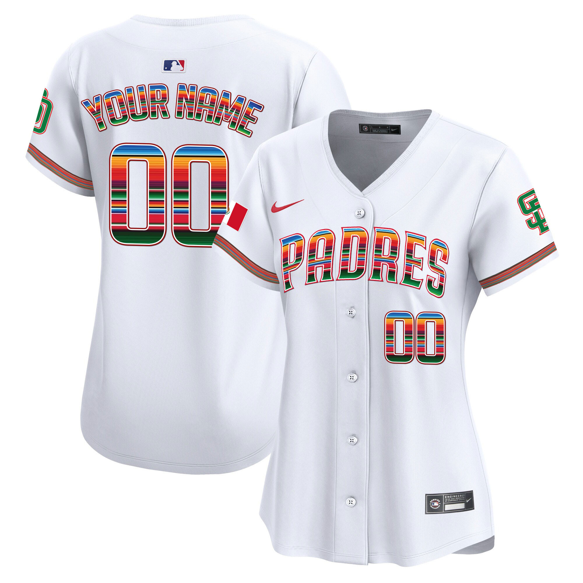San Diego Padres Mexico Premier Limited Custom White Jersey - All Stitched