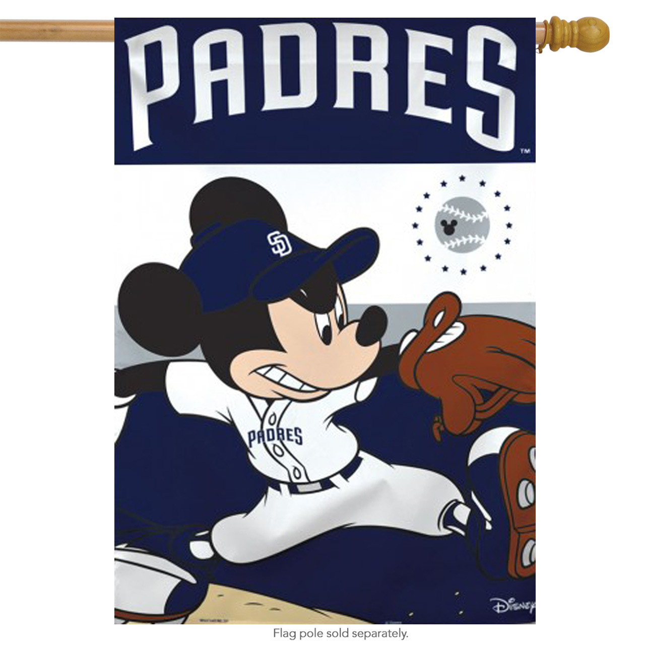 San Diego Padres MLB Mickey Mouse Baseball Garden Flag, House Flag