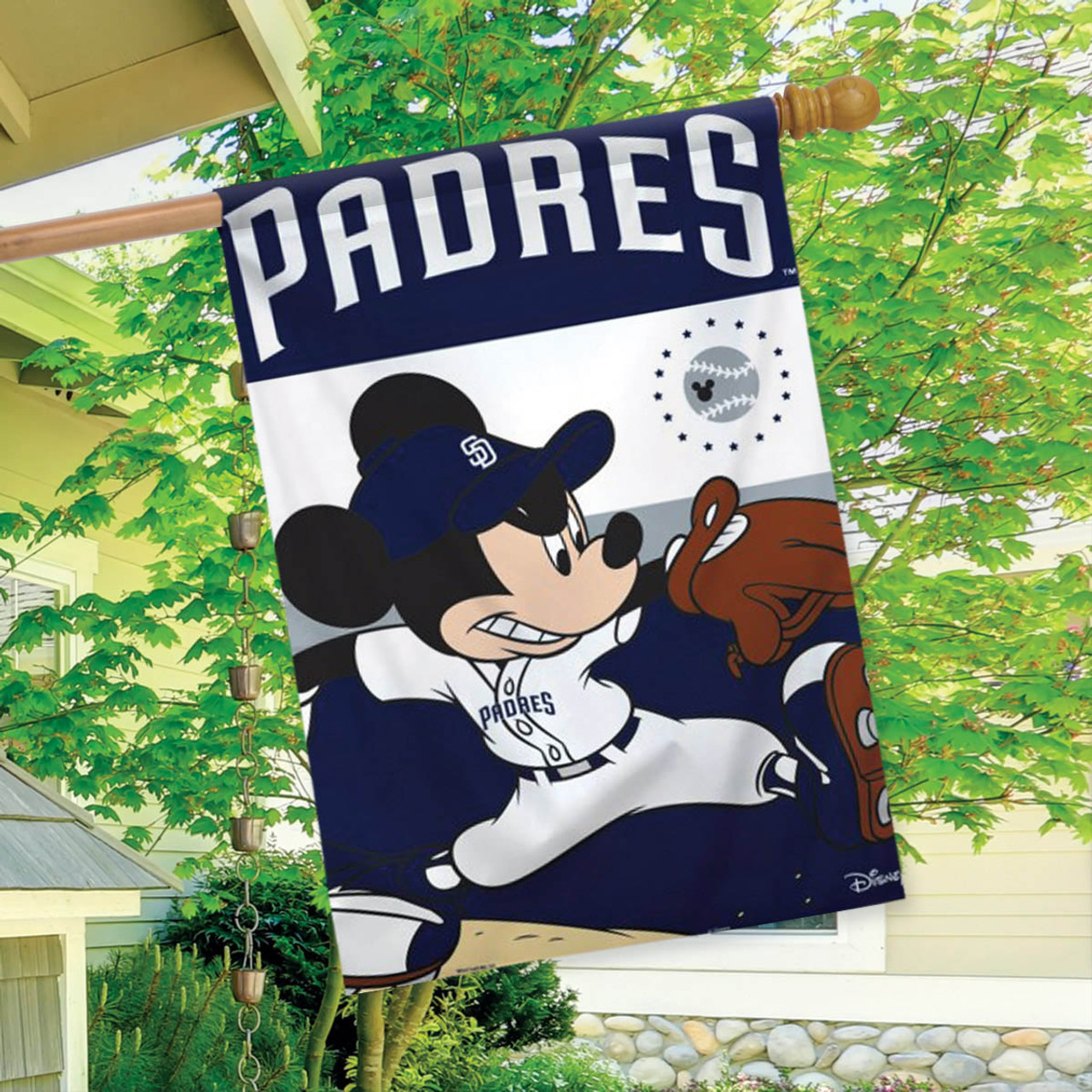 San Diego Padres MLB Mickey Mouse Baseball Garden Flag, House Flag